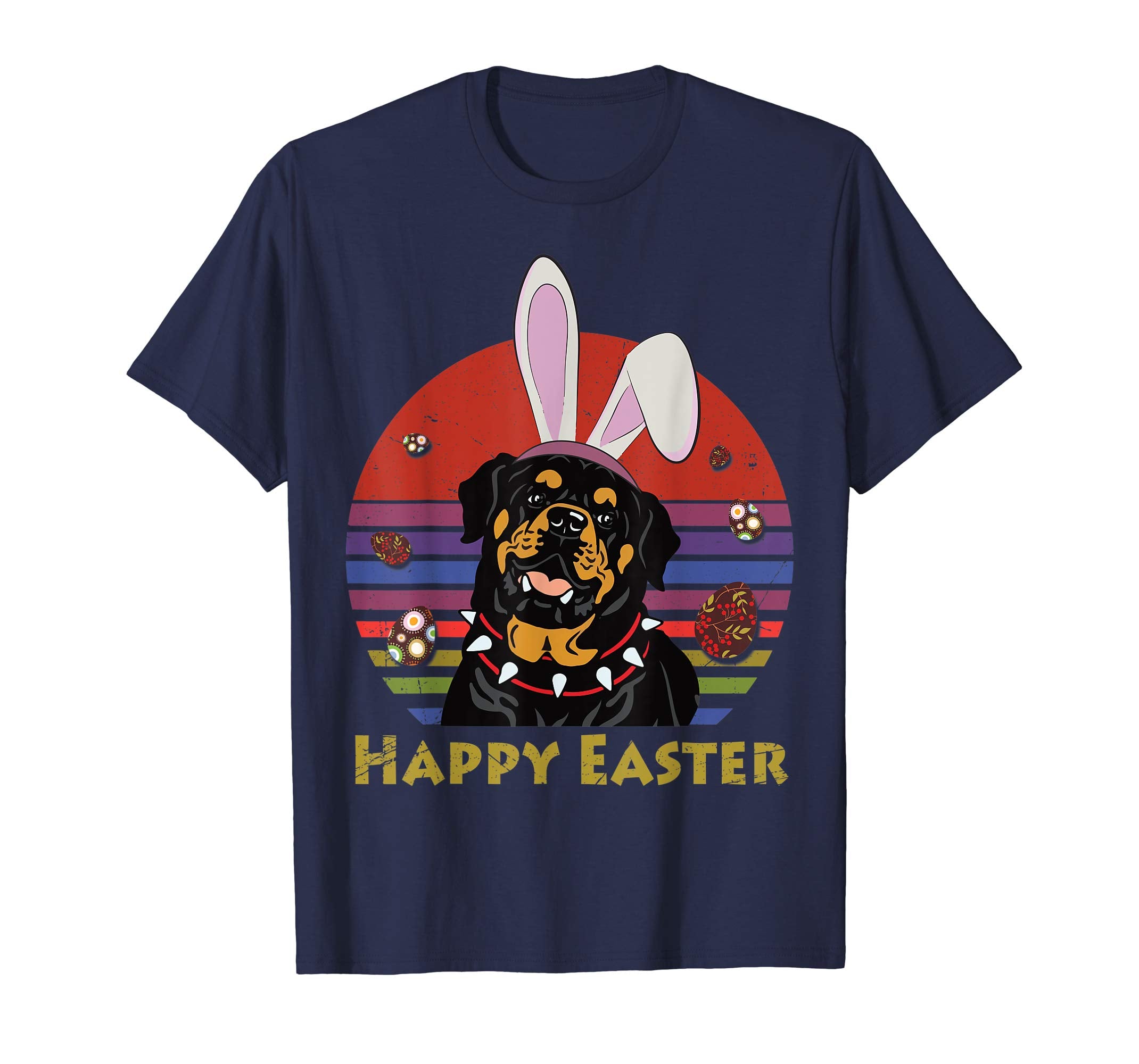 Rottweiler With Bunny Headband Happy Easter Tshirt Gifts