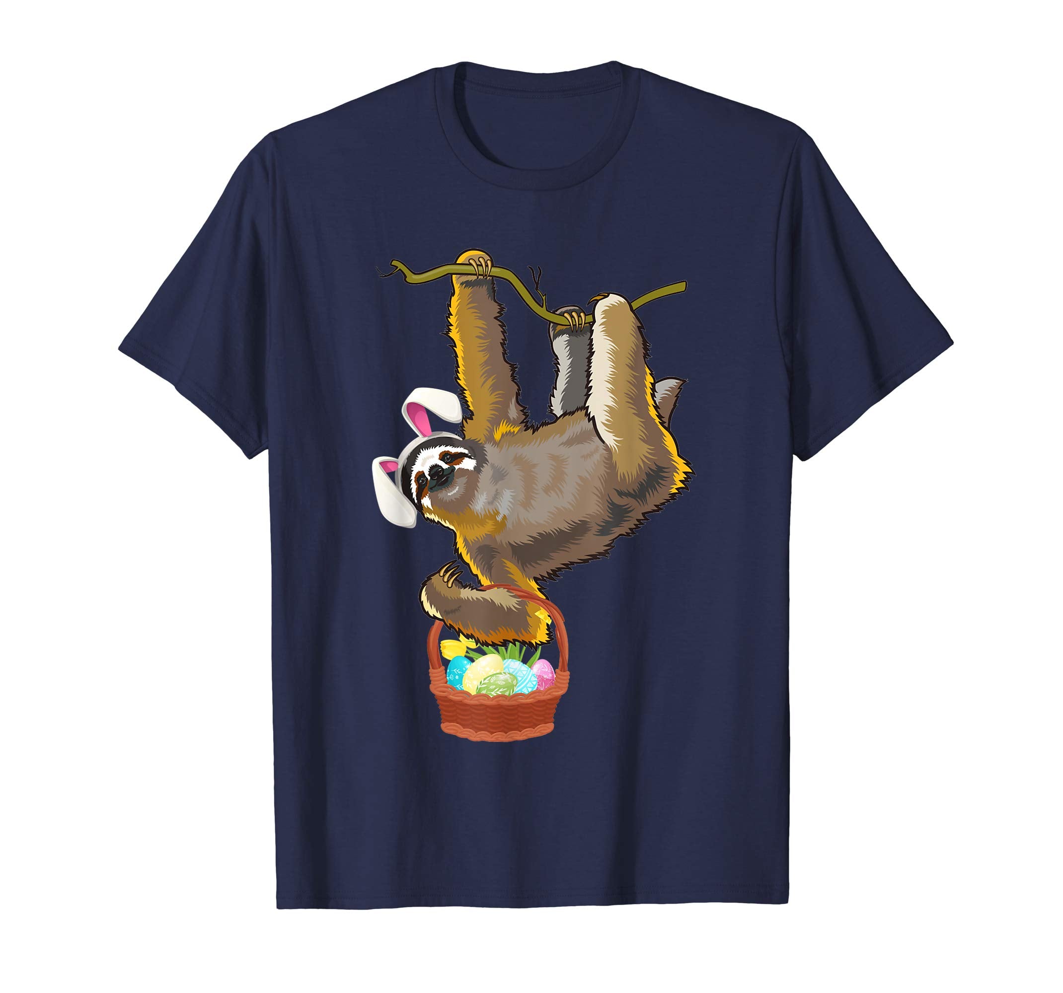 Easter Sloth Shirt Funny Sloth With Bunny Ears and Eggs