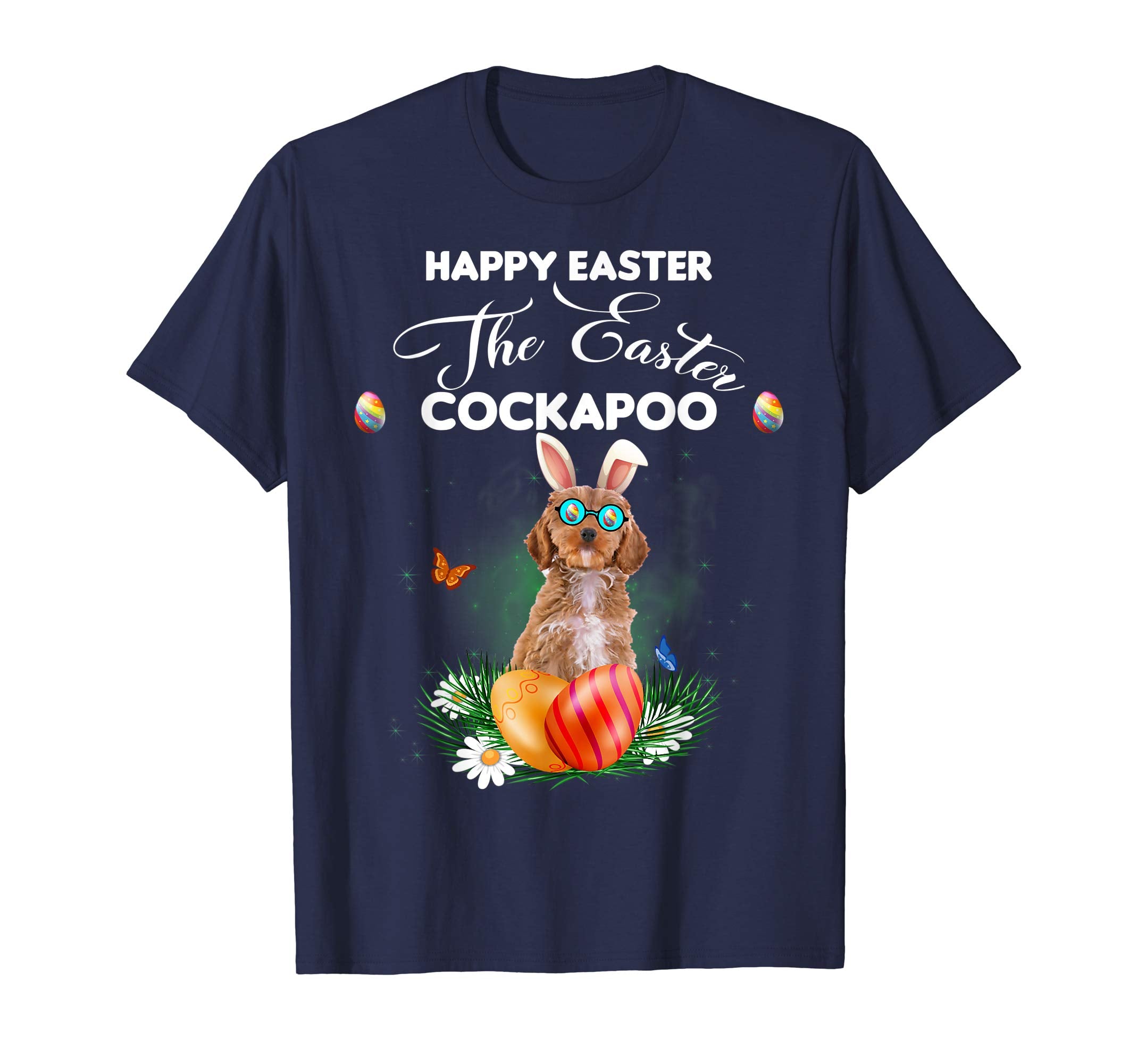 Cockapoo Dog Sunglass Bunny Happy Easter Day Tshirt