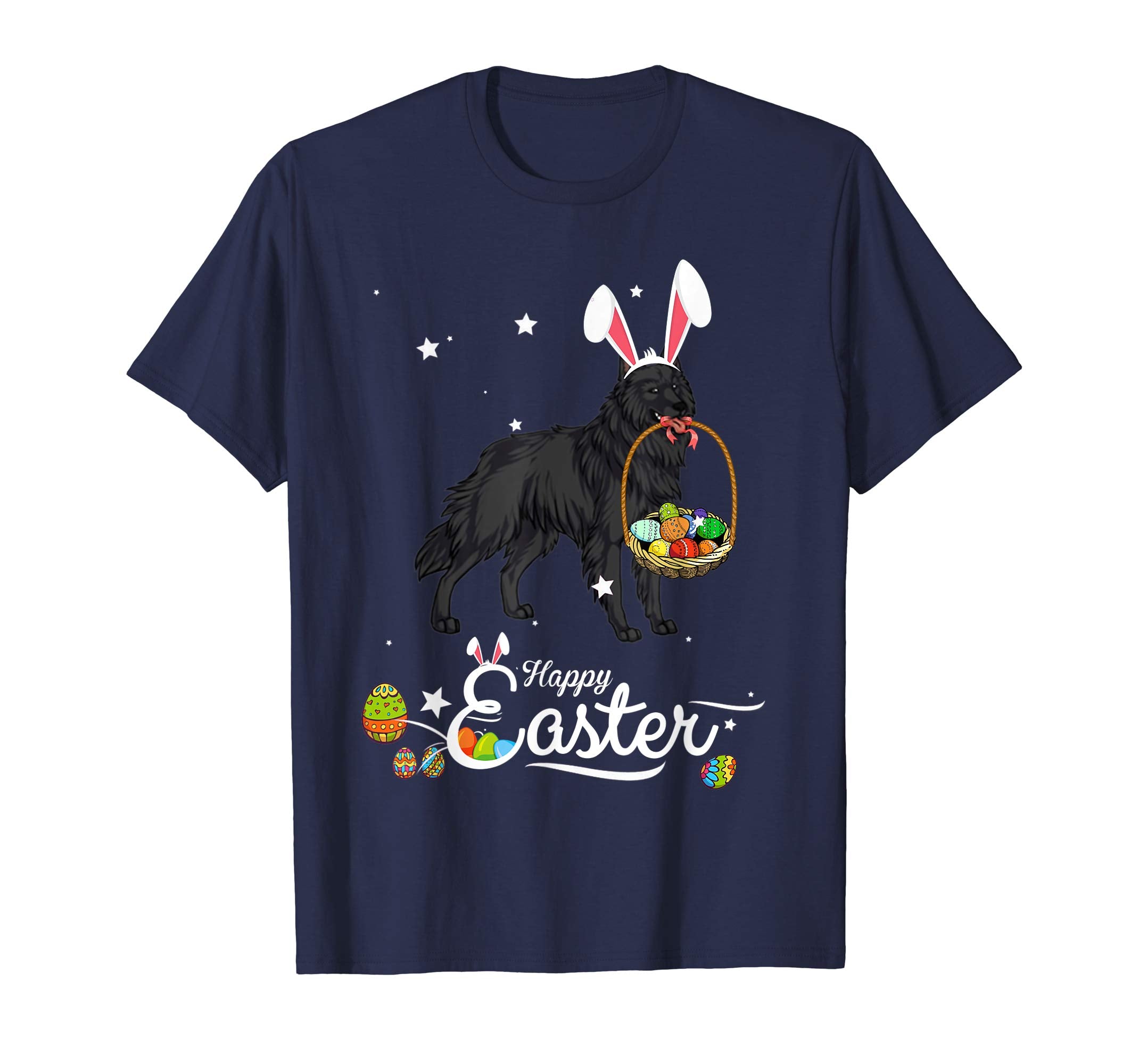 Belgian Sheepdog Dog With Bunny Hat Easter Costume T Shirt