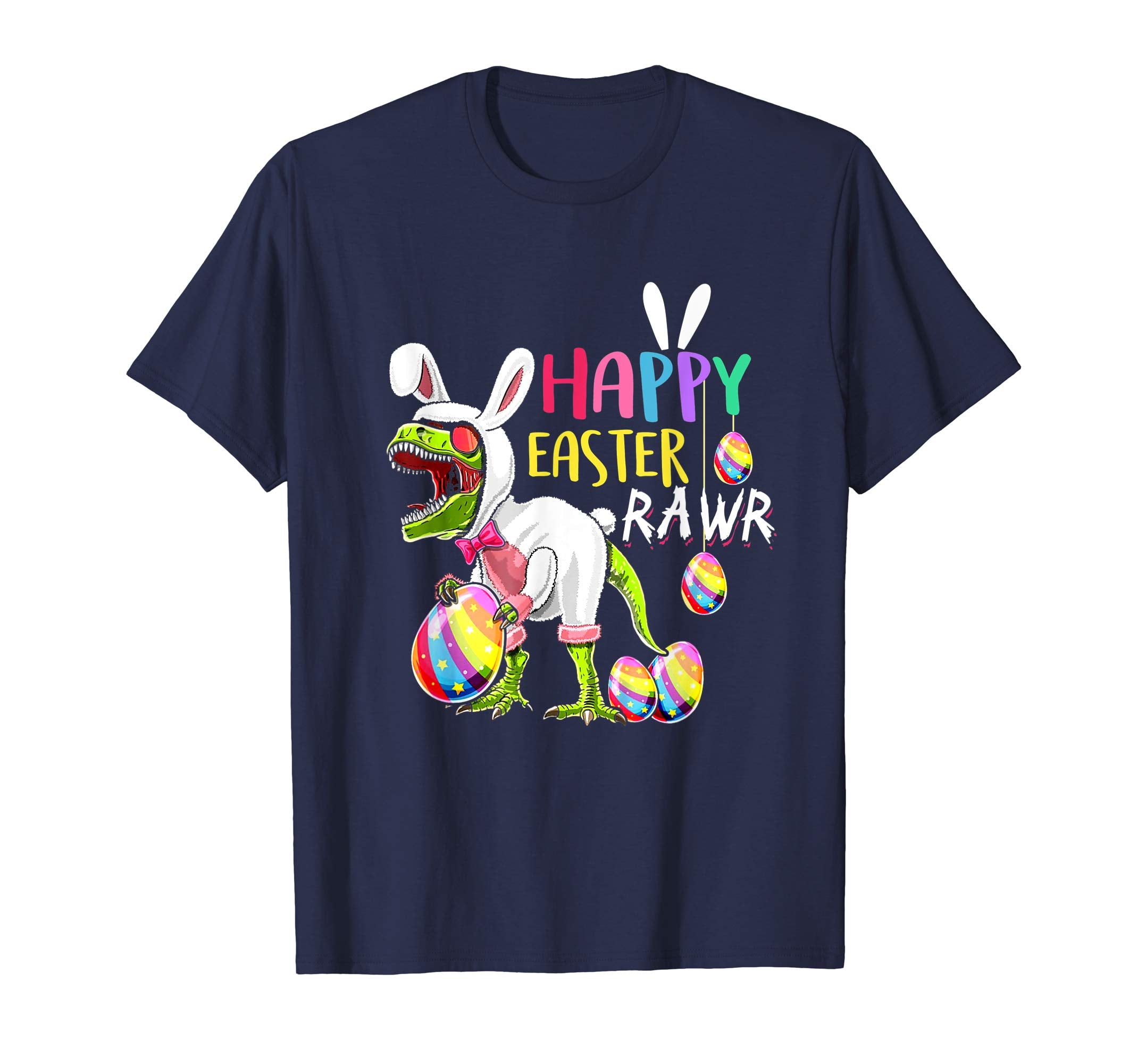 Happy Easter T Rex Dinosaur Easter Bunny Egg Shirt Kids