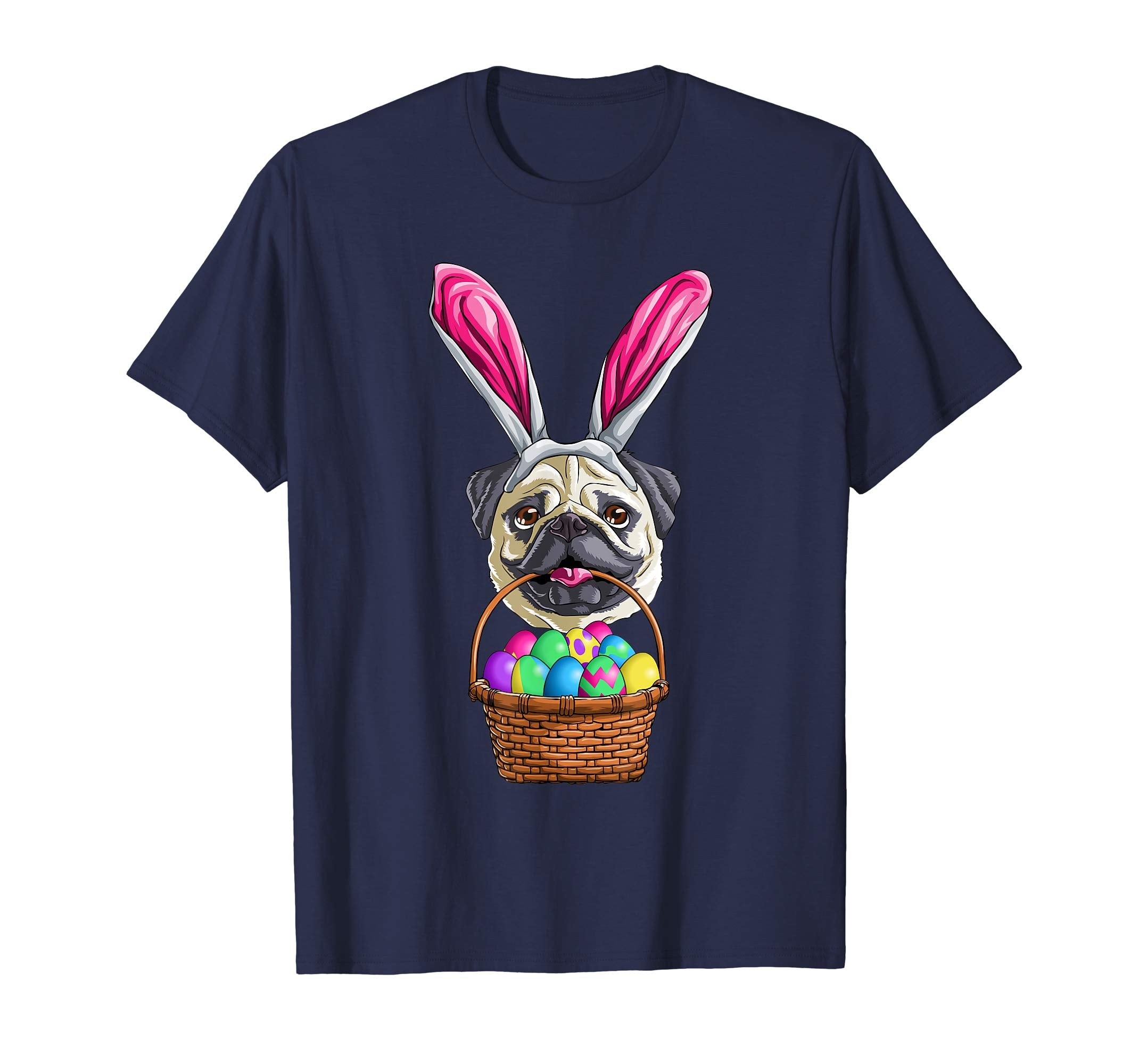 Easter Pug T Shirt Men Women Kids Bunny Basket Eggs Gift