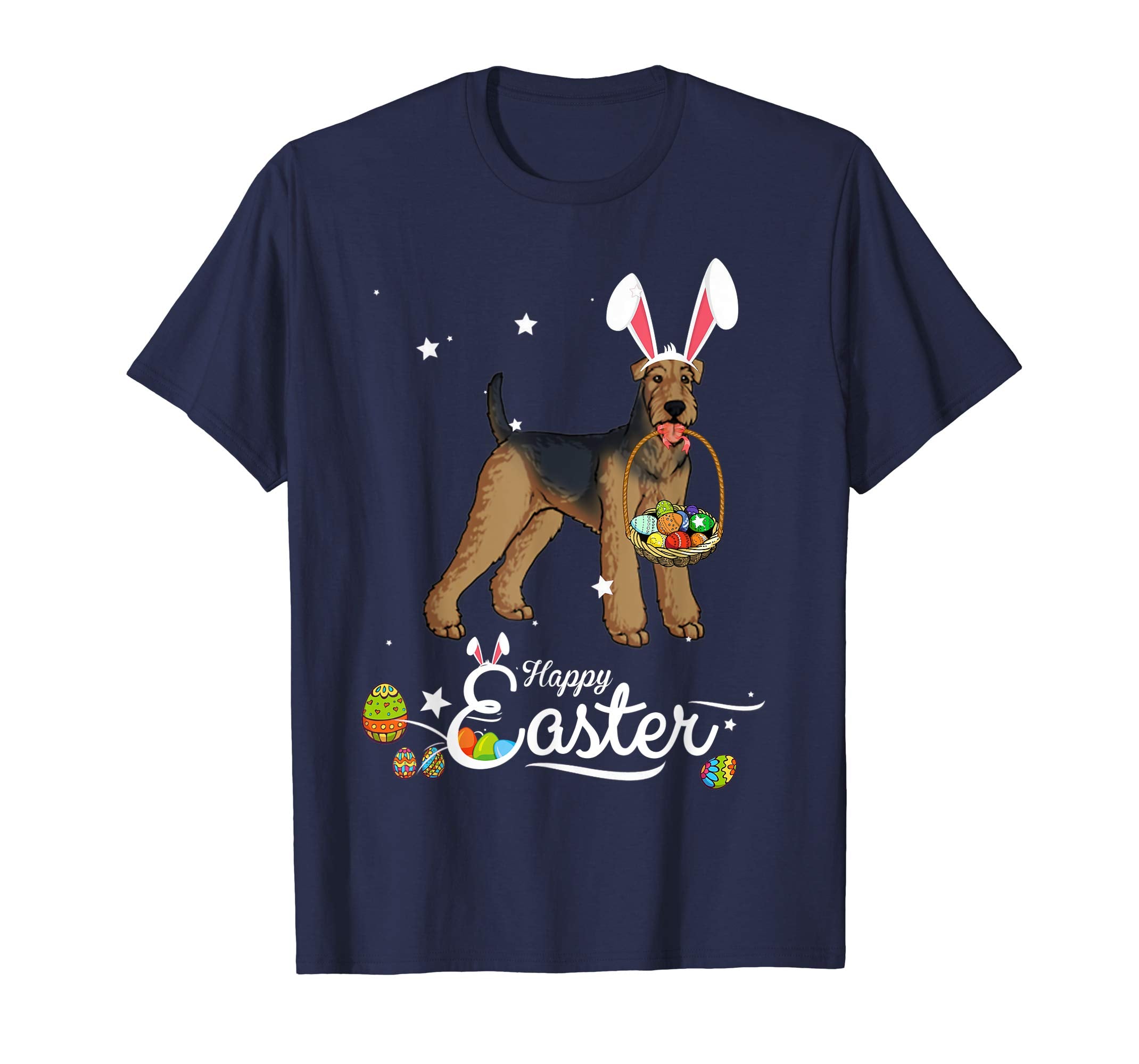 Airedale Terrier Dog With Bunny Hat Easter Costume T Shirt