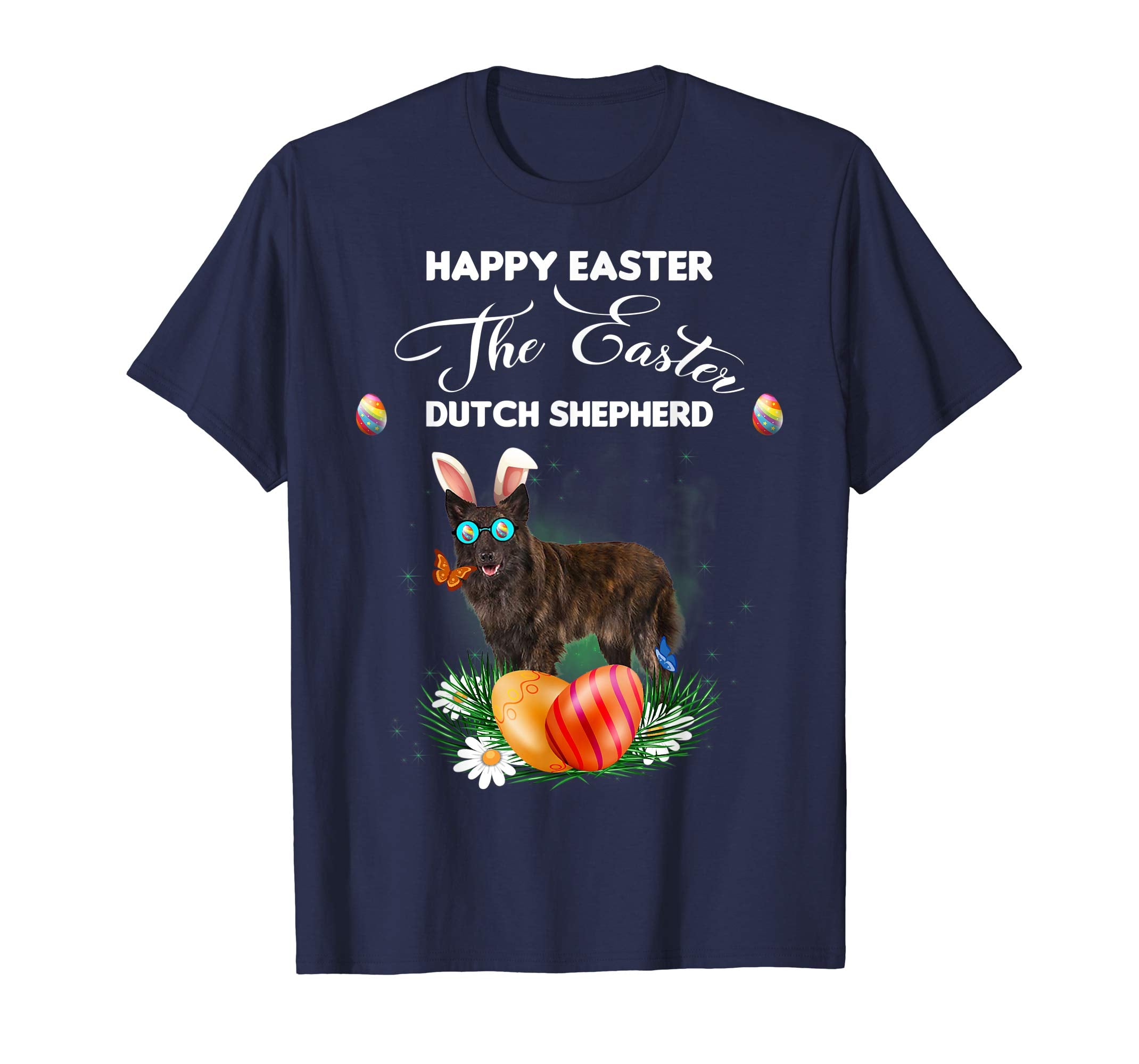 Dutch Shepherd Dog Sunglass Bunny Happy Easter Day Tshirt