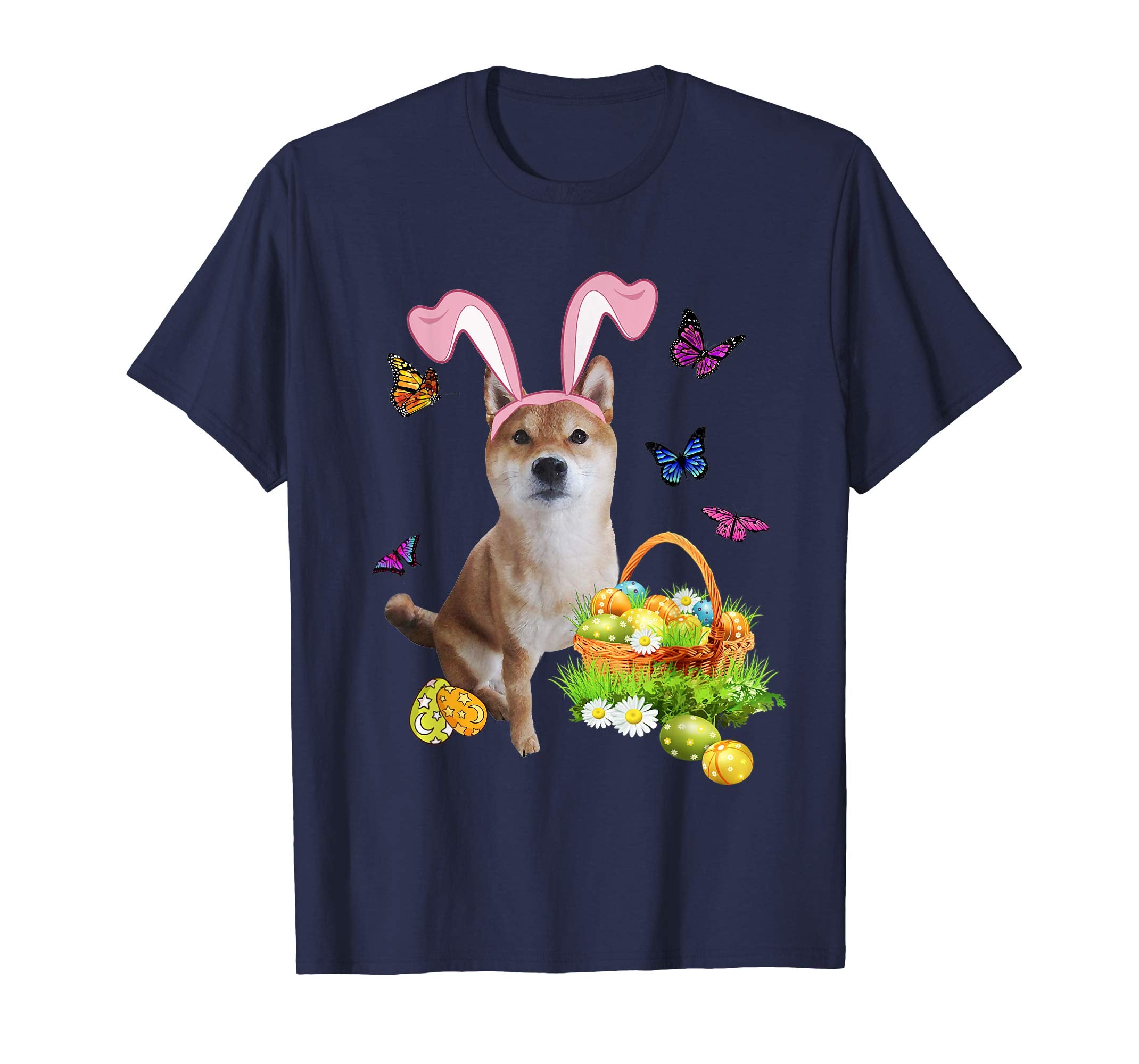Akita Inu Bunny Hat Rabbit Easter Eggs T-Shirt