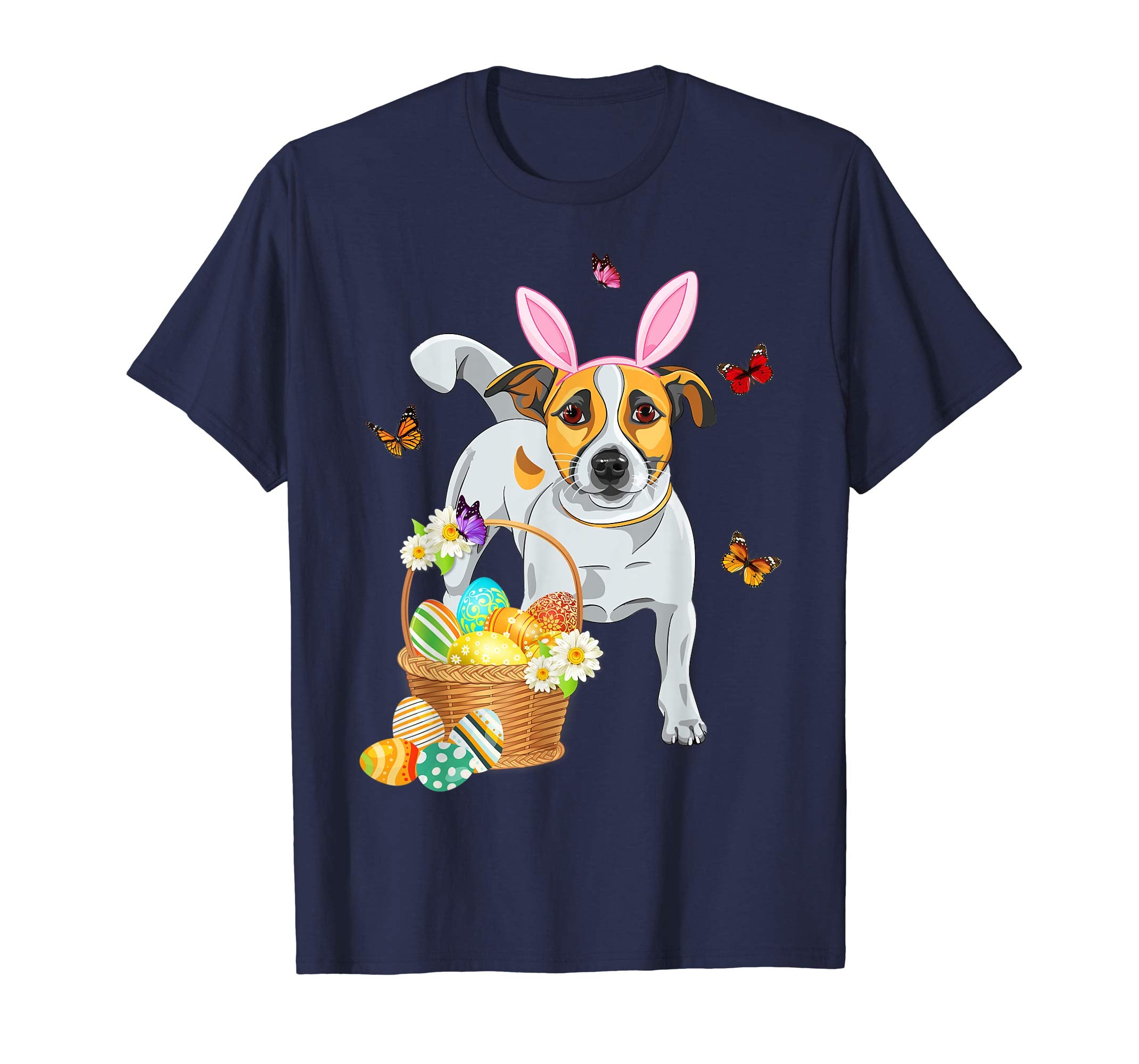 Jack Russell Bunny Hat Rabbit Easter Eggs Shirt Happy Ea