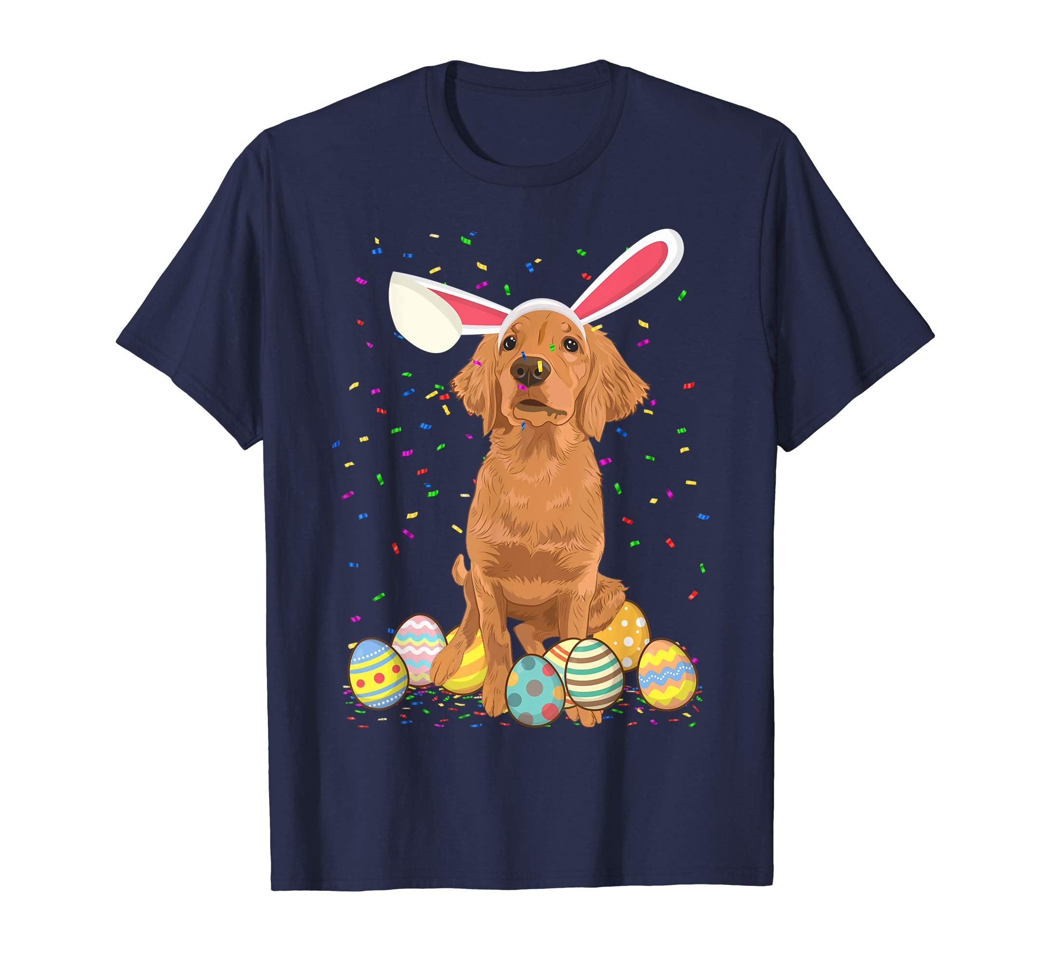 Golden Retriever Dog Ear Easter Eggs Shirt Happy Easter Day