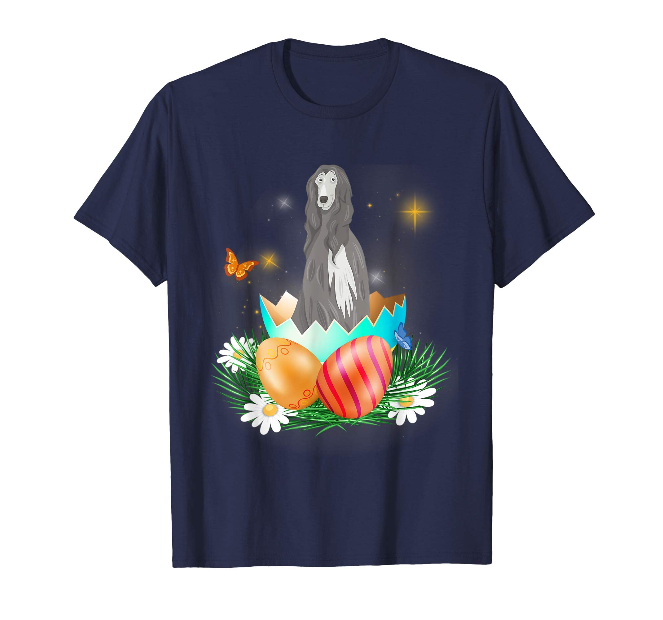 Easter Day Afghan Hound With Bunny And Eggs T Shirt
