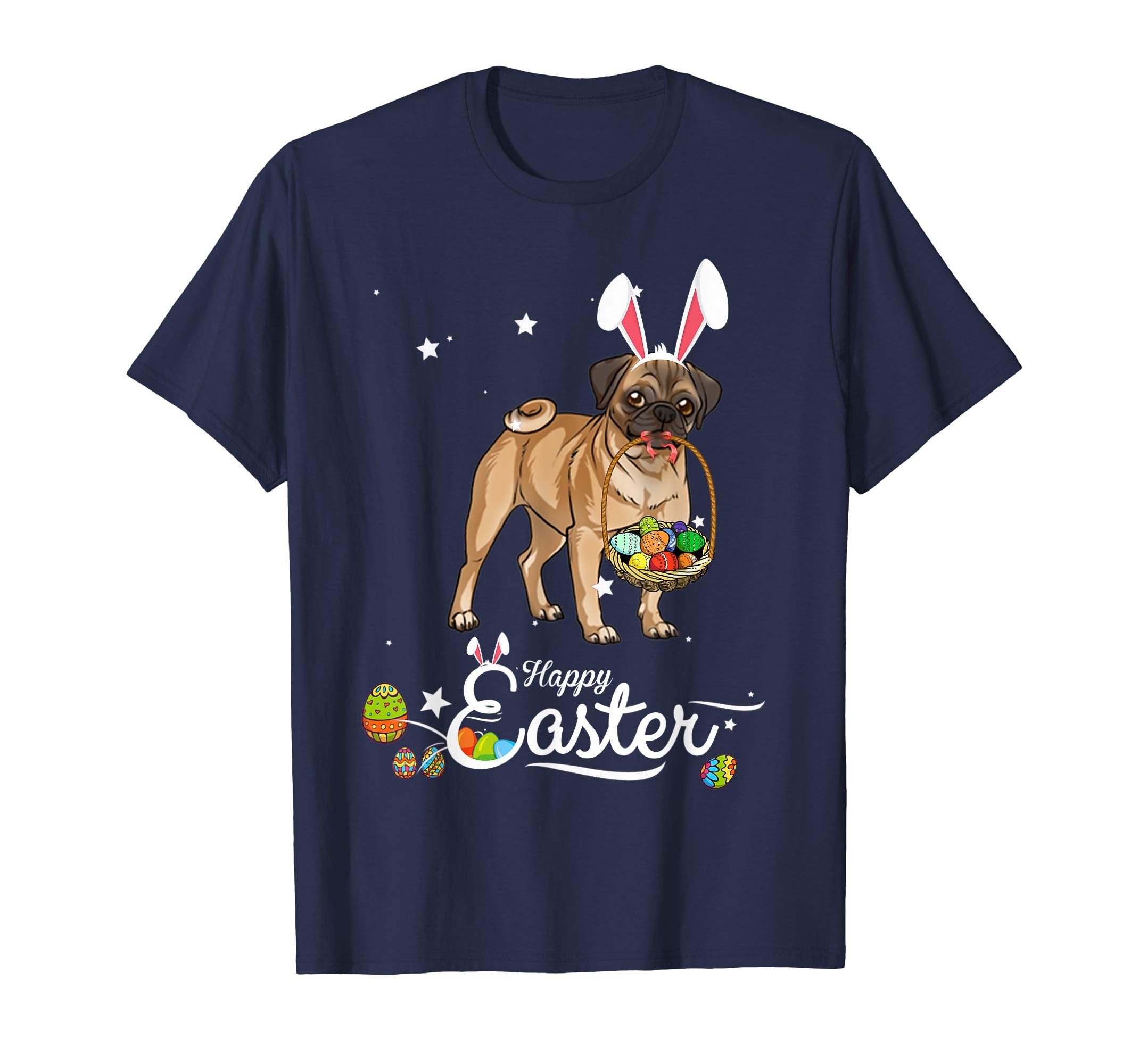 Pug Dog With Bunny Hat Easter Costume T Shirt