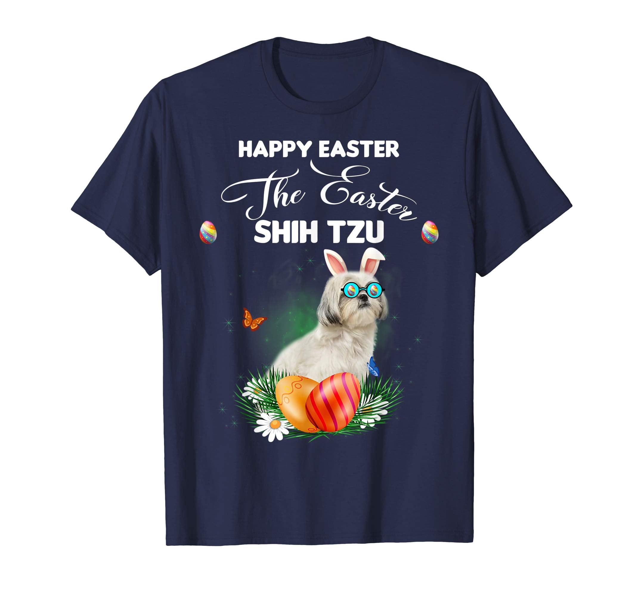 Shih Tzu Dog Sunglass Bunny Happy Easter Day Tshirt