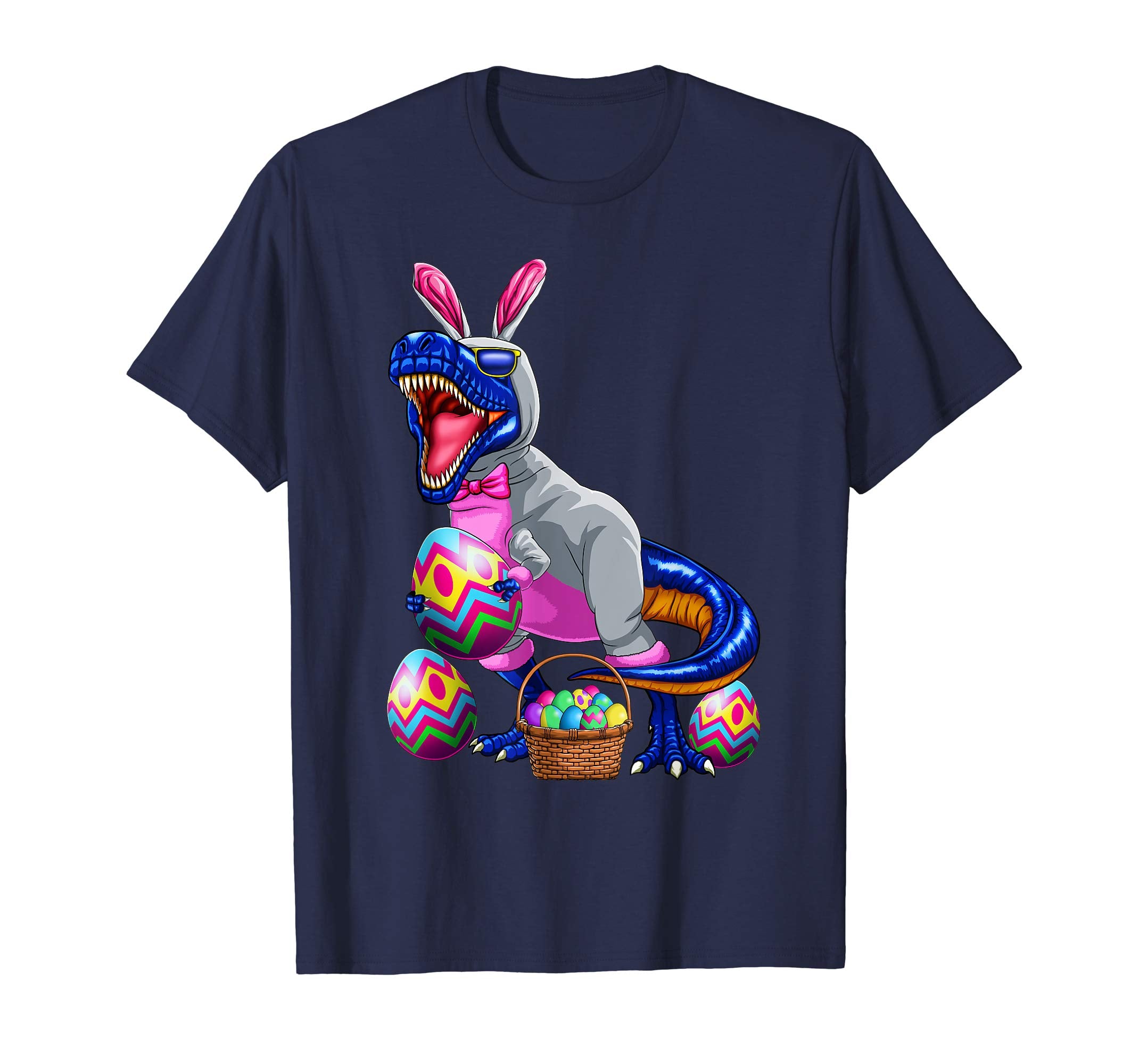 Easter T Rex Dinosaur Shirt Kids Boys Bunny Basket Eggs