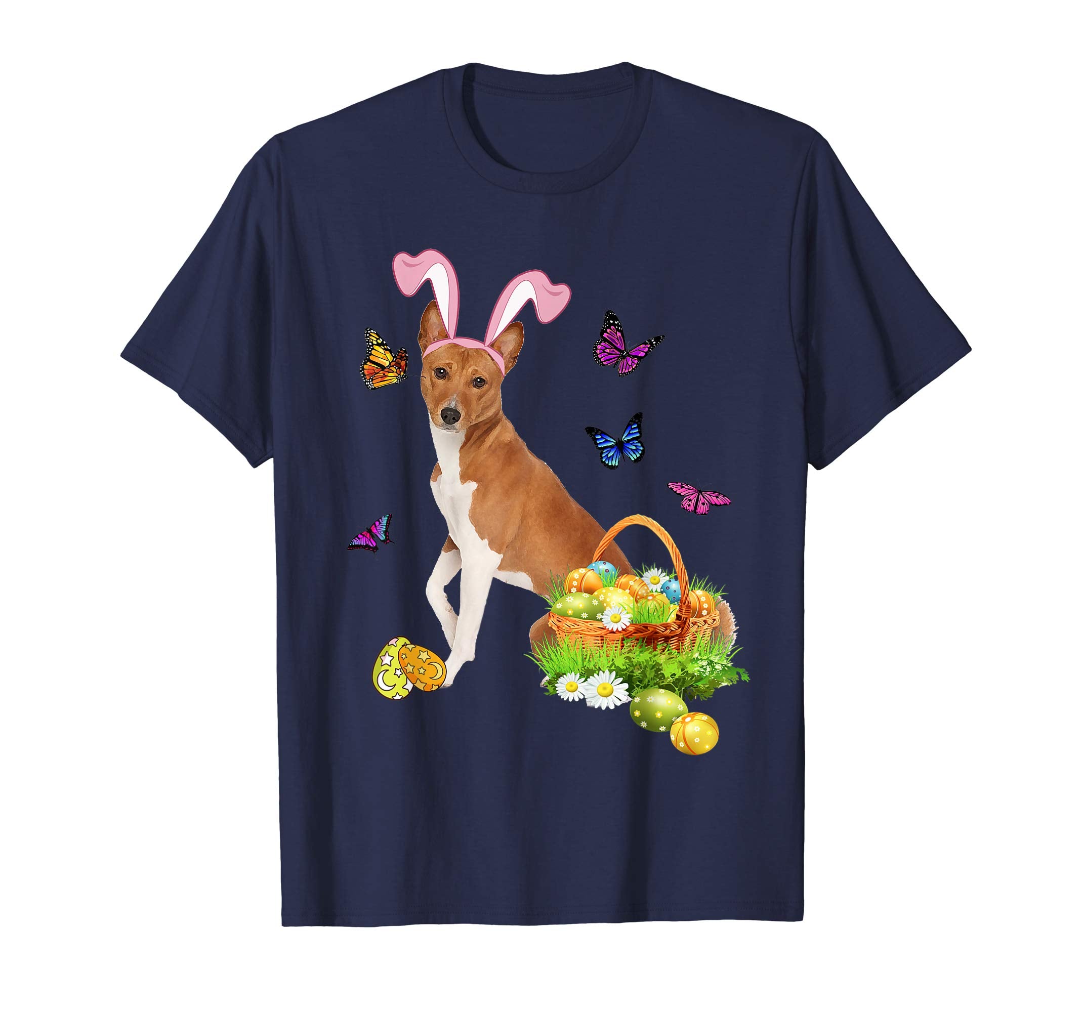 Basenji Bunny Hat Rabbit Easter Eggs T-Shirt