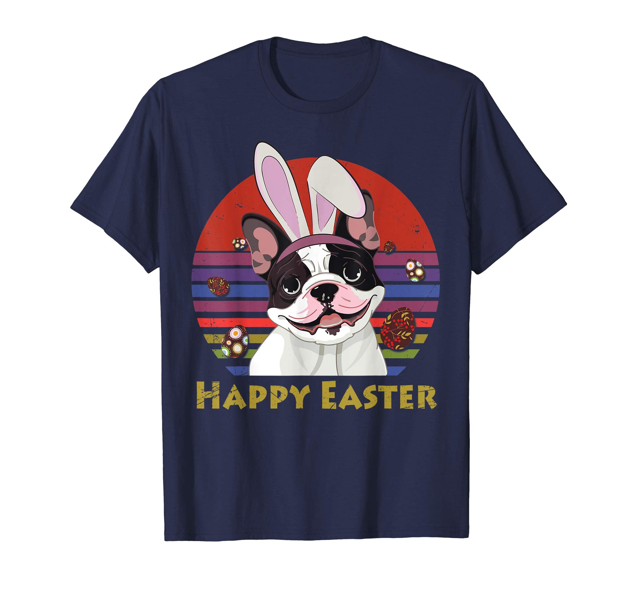French Bulldog With Bunny Headband Happy Easter Tshirt Gifts