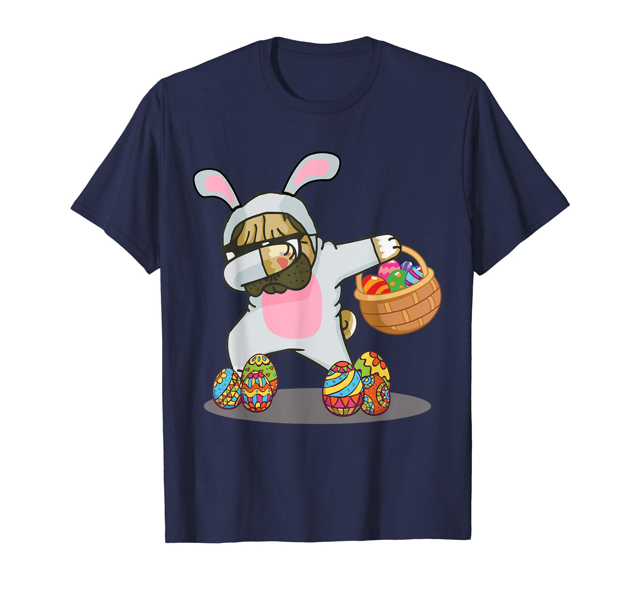 Cute Dabbing Pug Easter Bunny Egg Basket T-Shirt Gifts