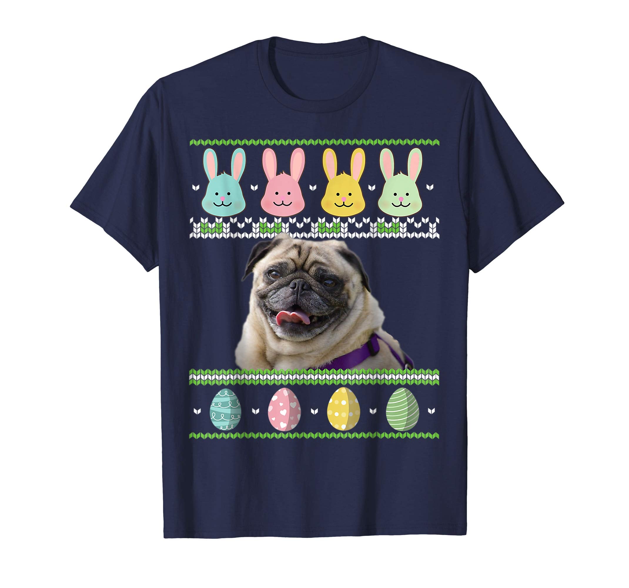 Pug Dog Bunnies Easter Eggs Ugly Sweater Happy Day Shirt