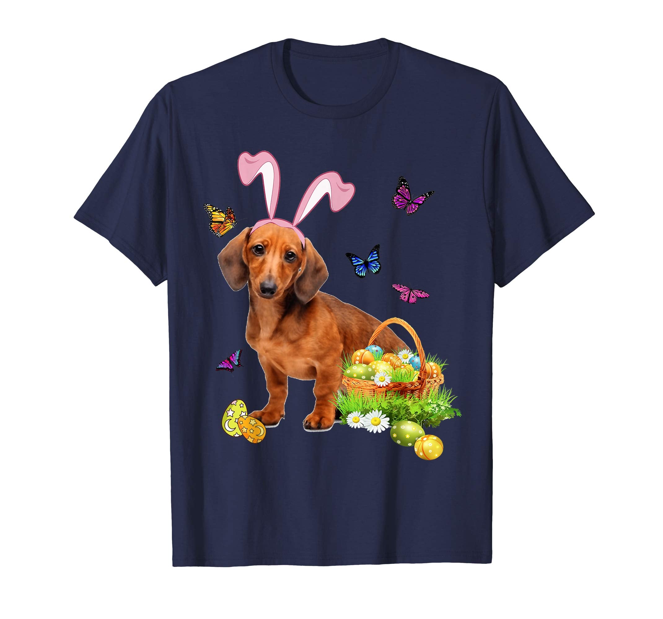 Dachshund Bunny Hat Rabbit Easter Eggs T-Shirt
