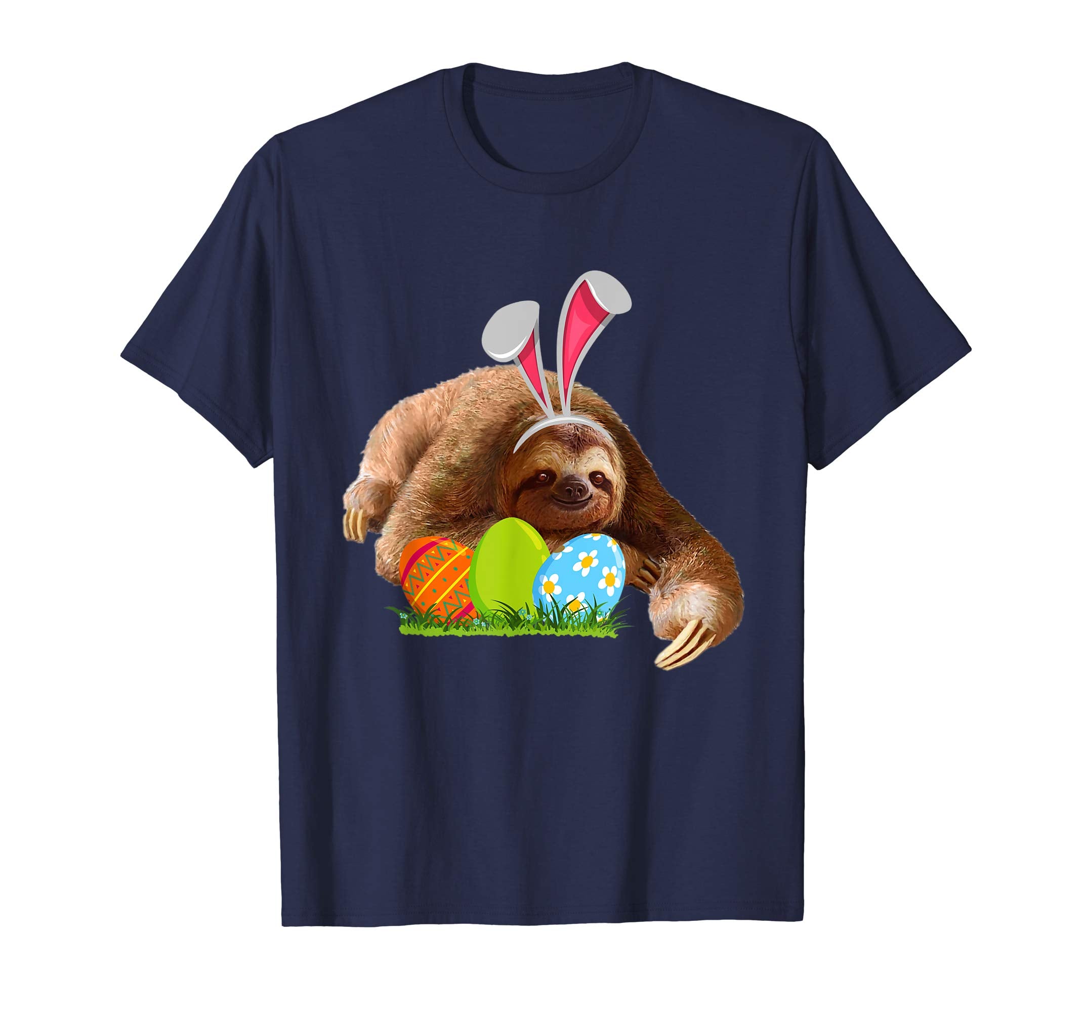 Cute Bunny Ears Sloth Easter Day Tee Egg Hunt T-Shirt Gifts