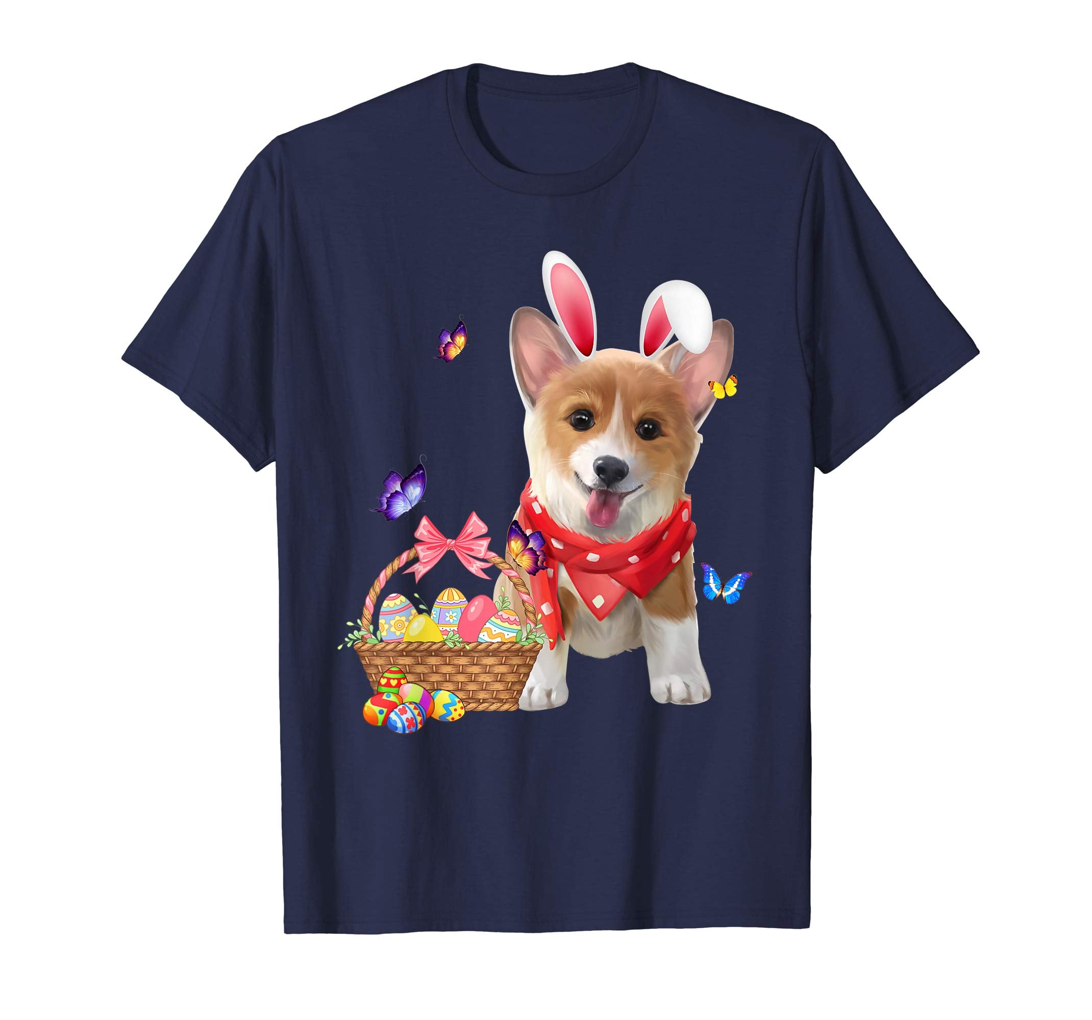 Funny Corgi Bunny with Eggs Easter T shirt Dog lovers