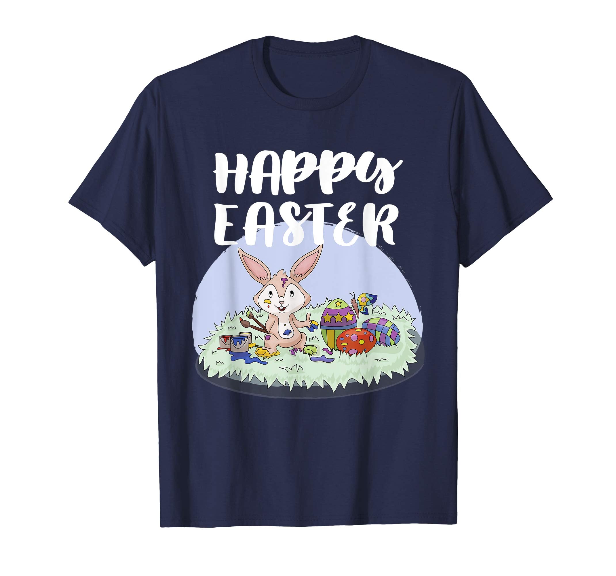 Happy Easter Bunny Tee Shirt Painting With Easter Eggs Tee