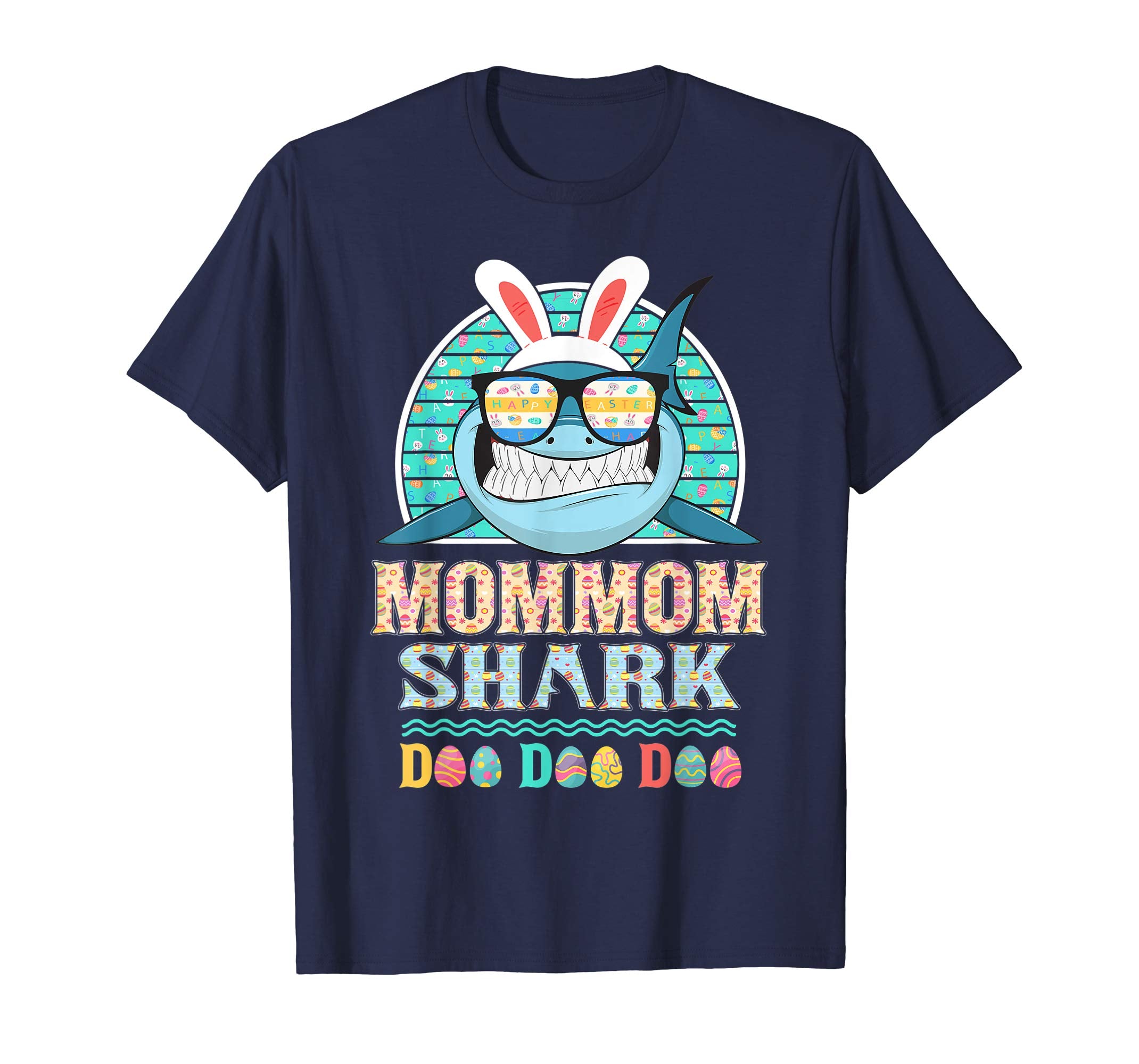 Funny Mommom Shark Happy Easter Day Gift Family Shirt