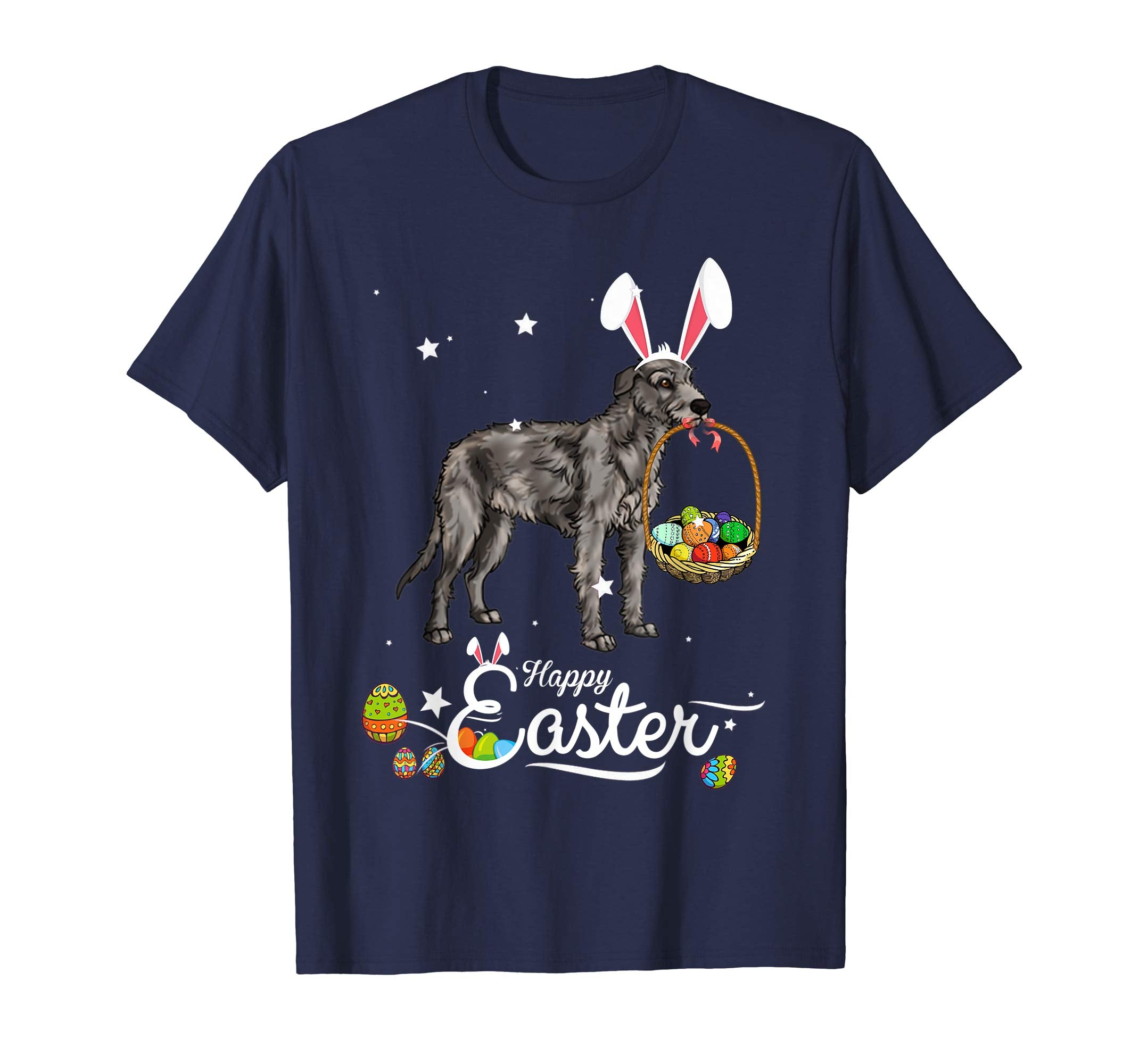 Irish Wolfhound Dog With Bunny Hat Easter Costume T Shirt