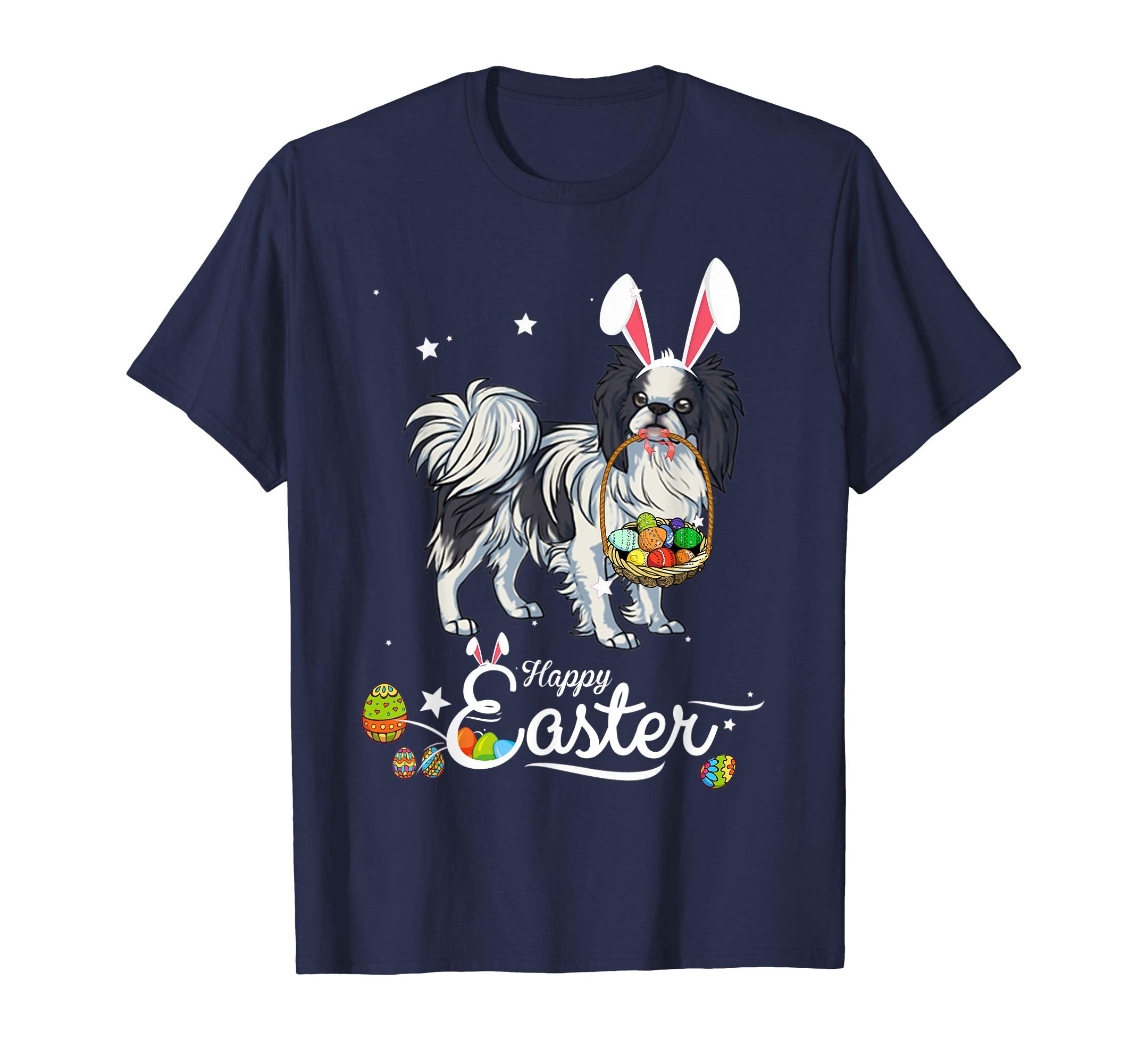 Japanese Chin Dog With Bunny Hat Easter Costume T Shirt