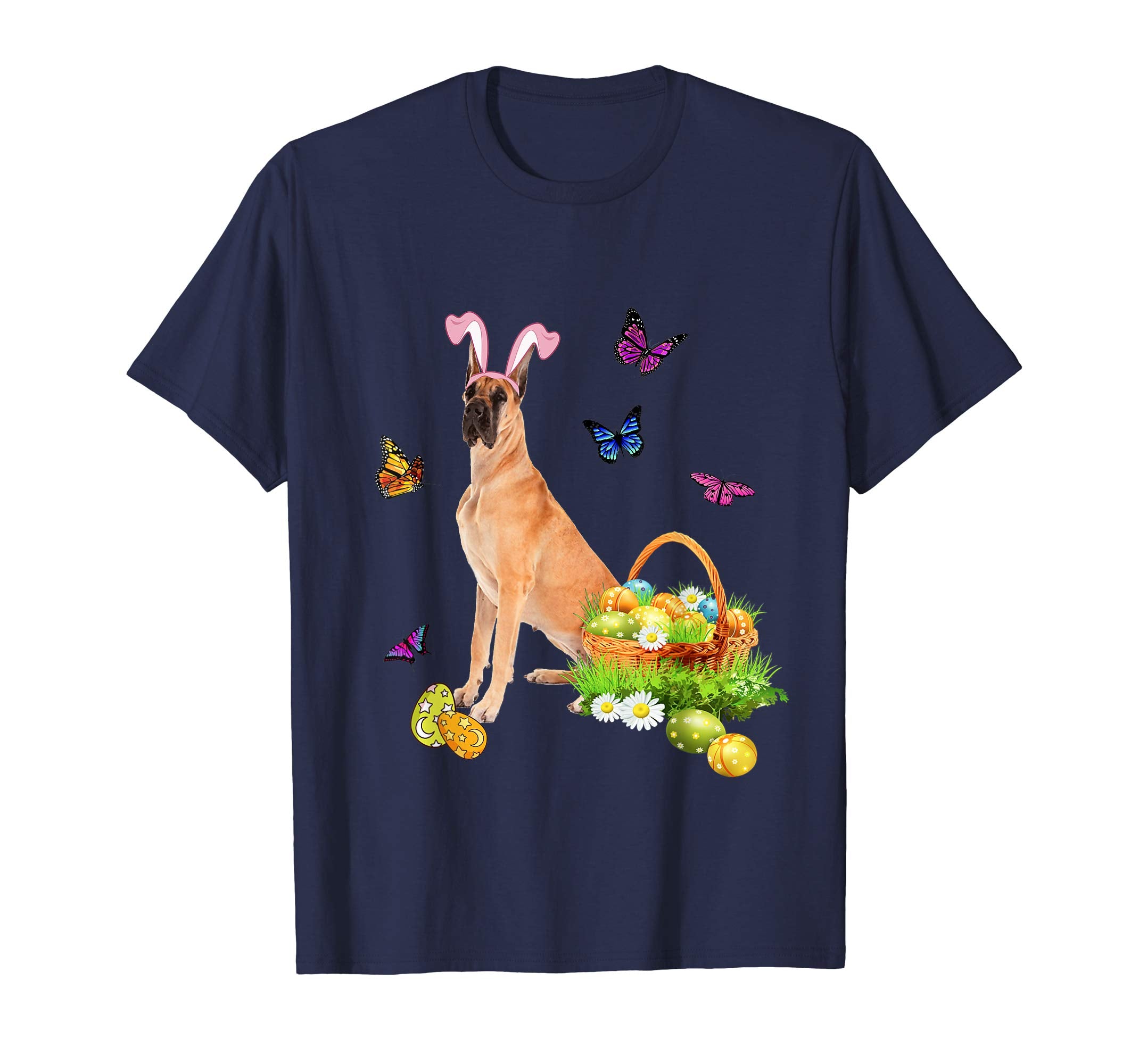 Great Dane Bunny Hat Rabbit Easter Eggs T-Shirt