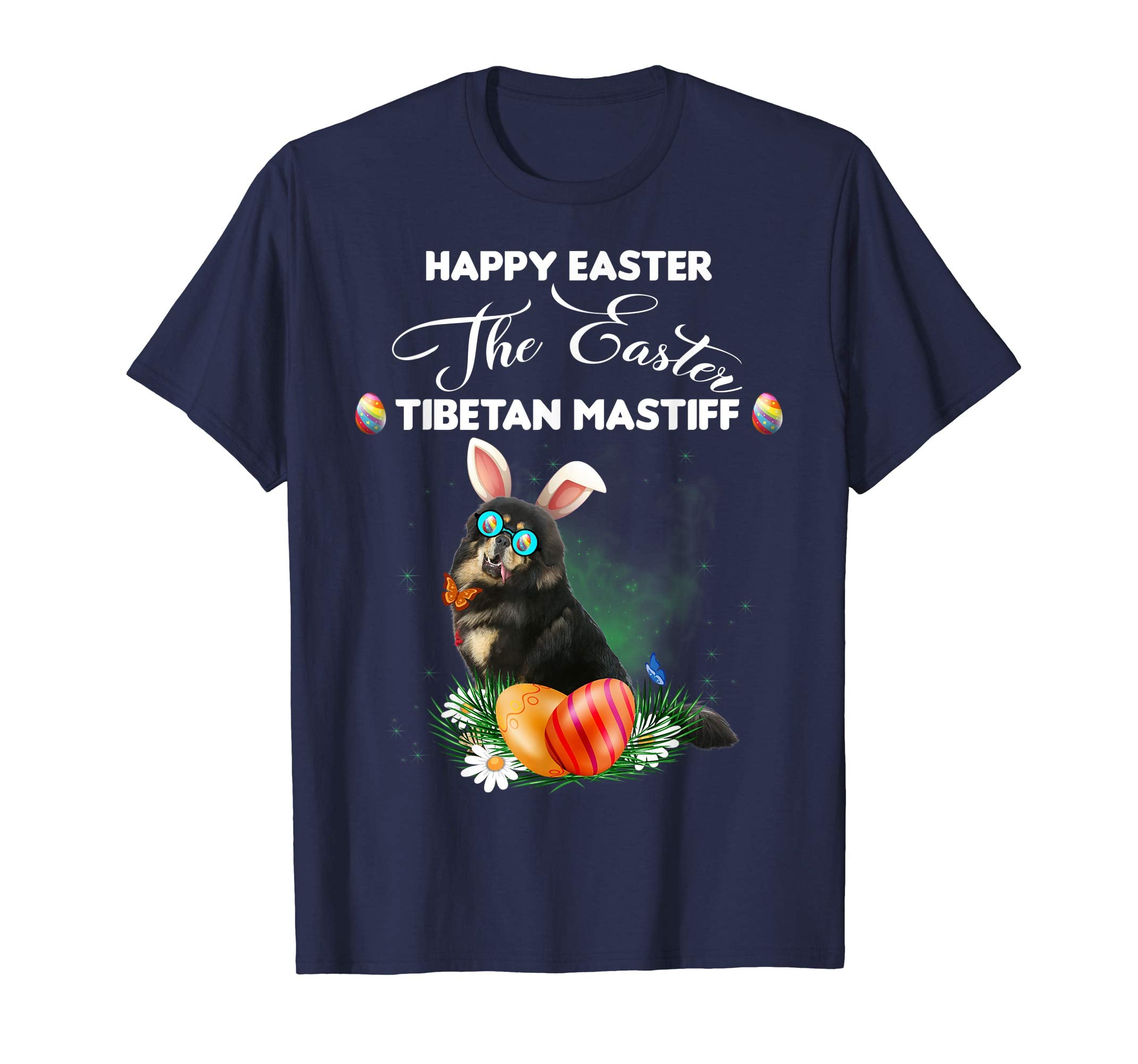 Tibetan Mastiff Dog Sunglass Bunny Happy Easter Day Tshirt