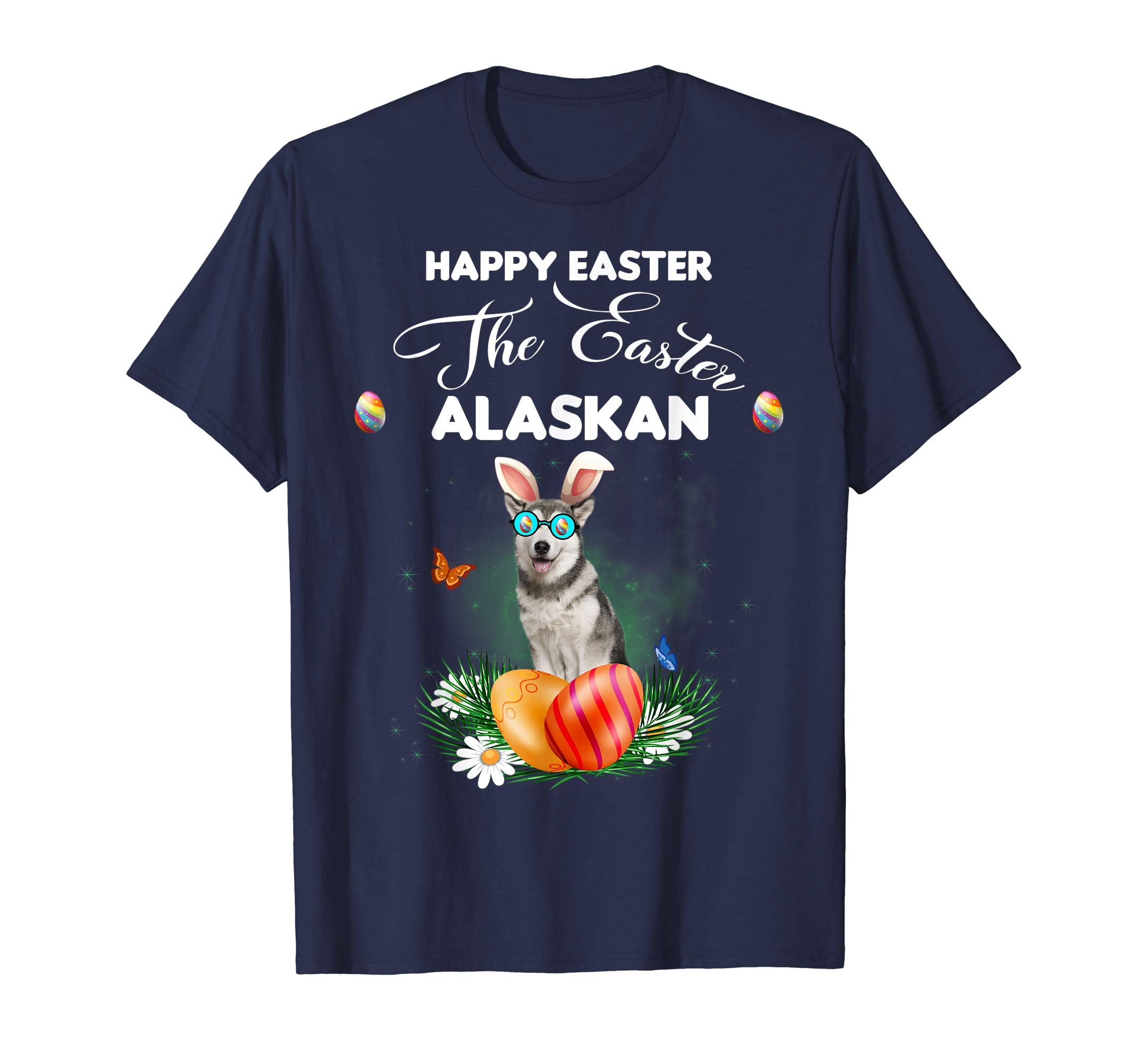Alaskan Dog Sunglass Bunny Happy Easter Day Tshirt