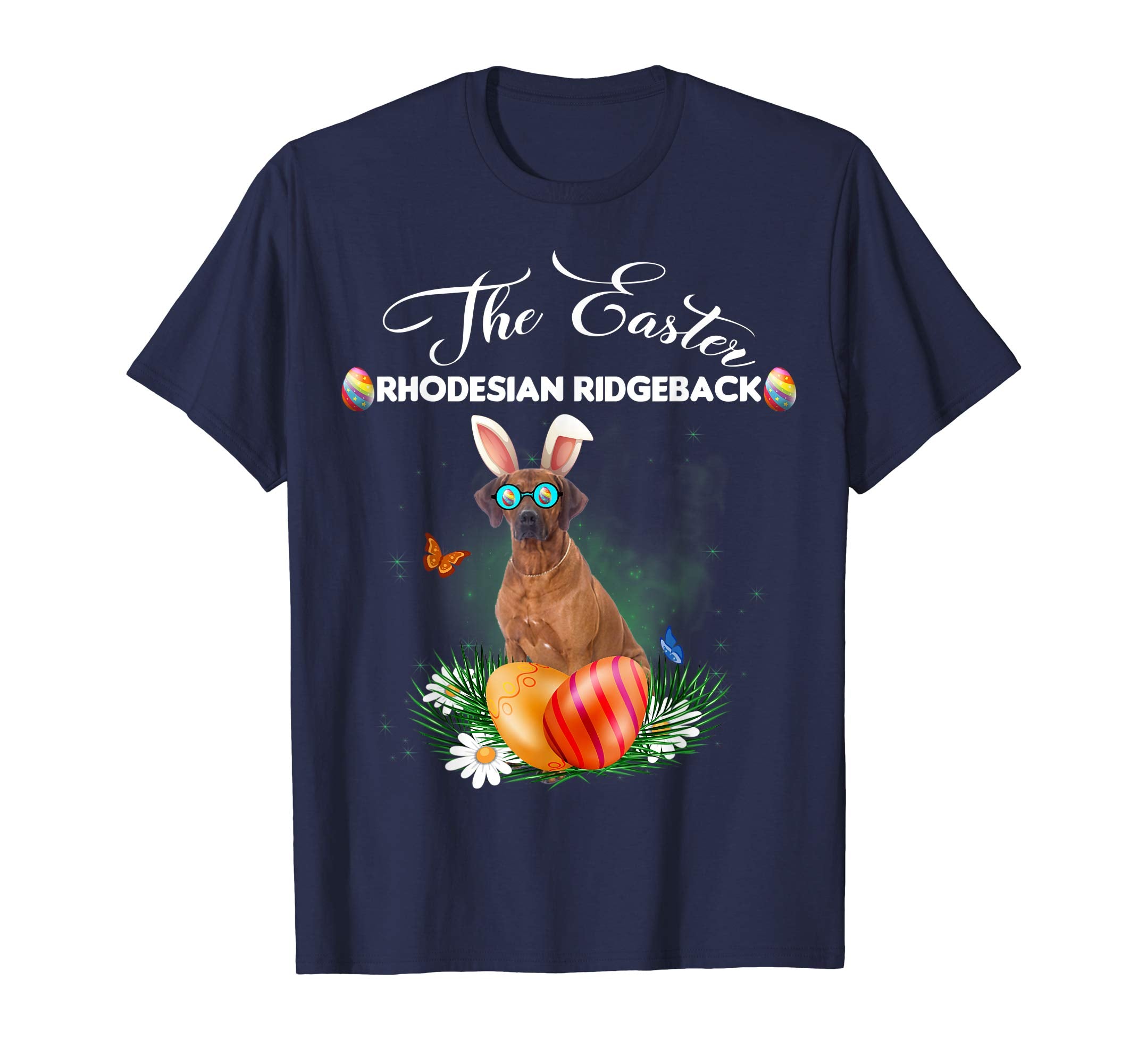 Rhodesian Ridgeback Bunny Easter Day Dog Gifts T-Shirt