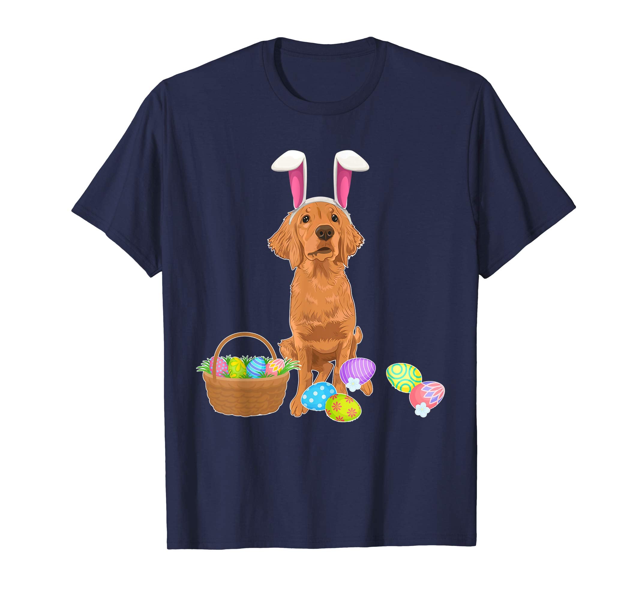 Golden Retriever Bunny Rabbit Hat Easter Eggs Happy Shirt