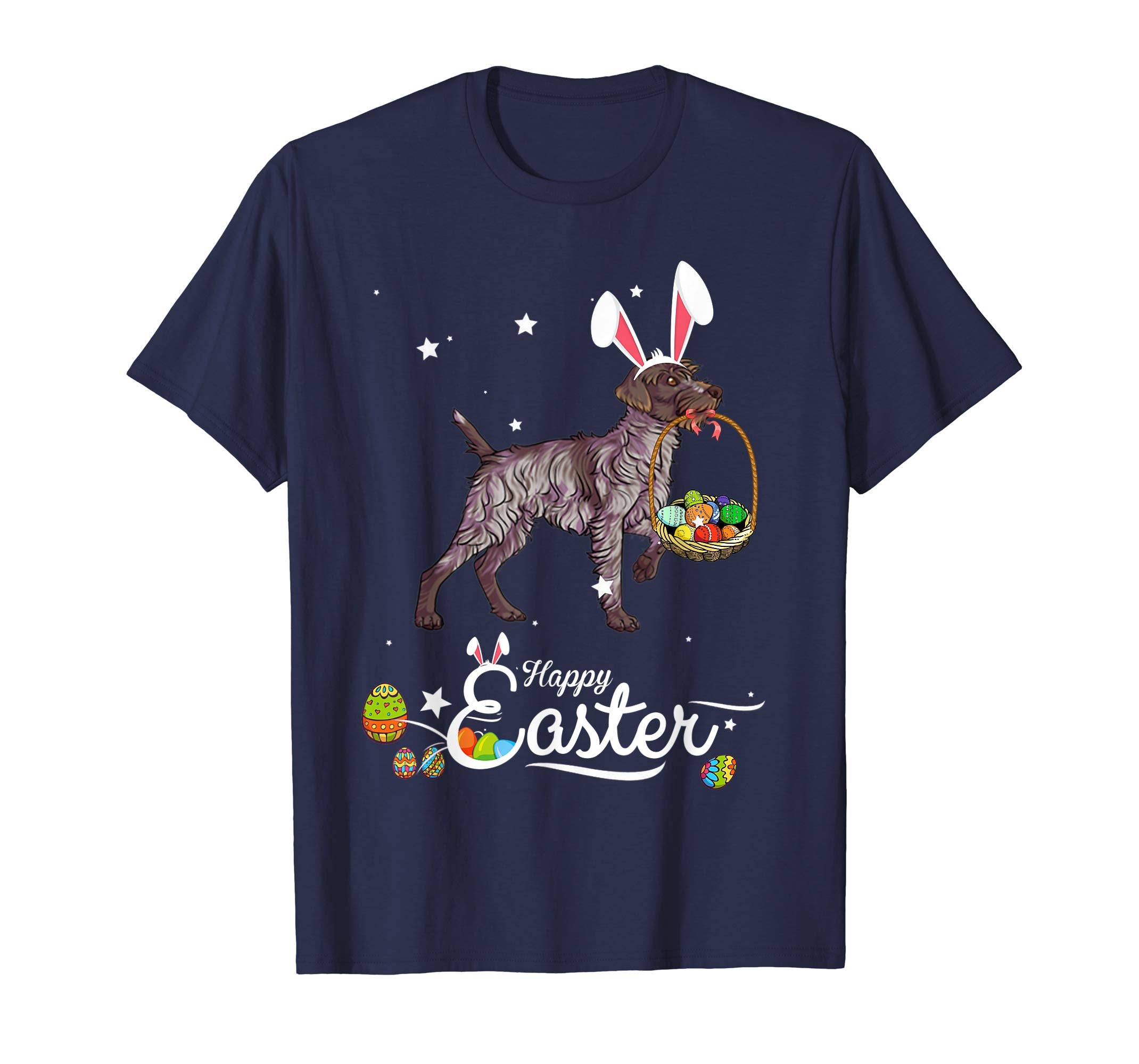 Wirehaired Pointing Griffon Dog With Bunny Hat Easter TShirt