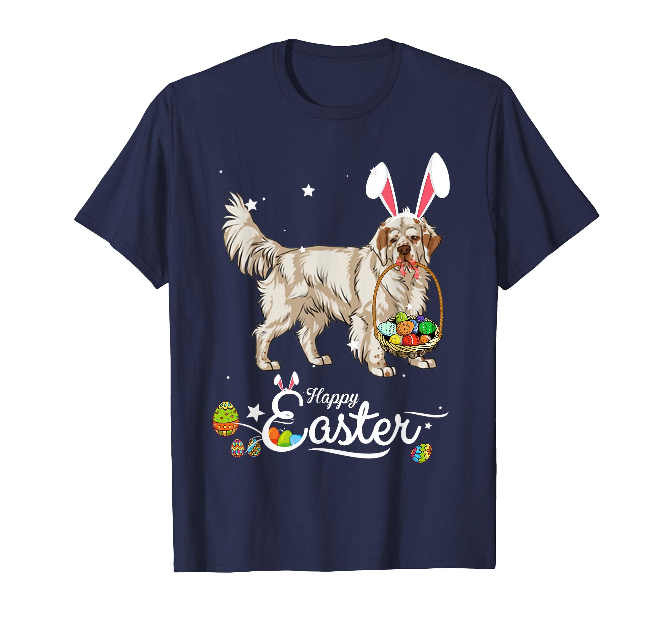 Clumber Spaniel Dog With Bunny Hat Easter Costume T Shirt