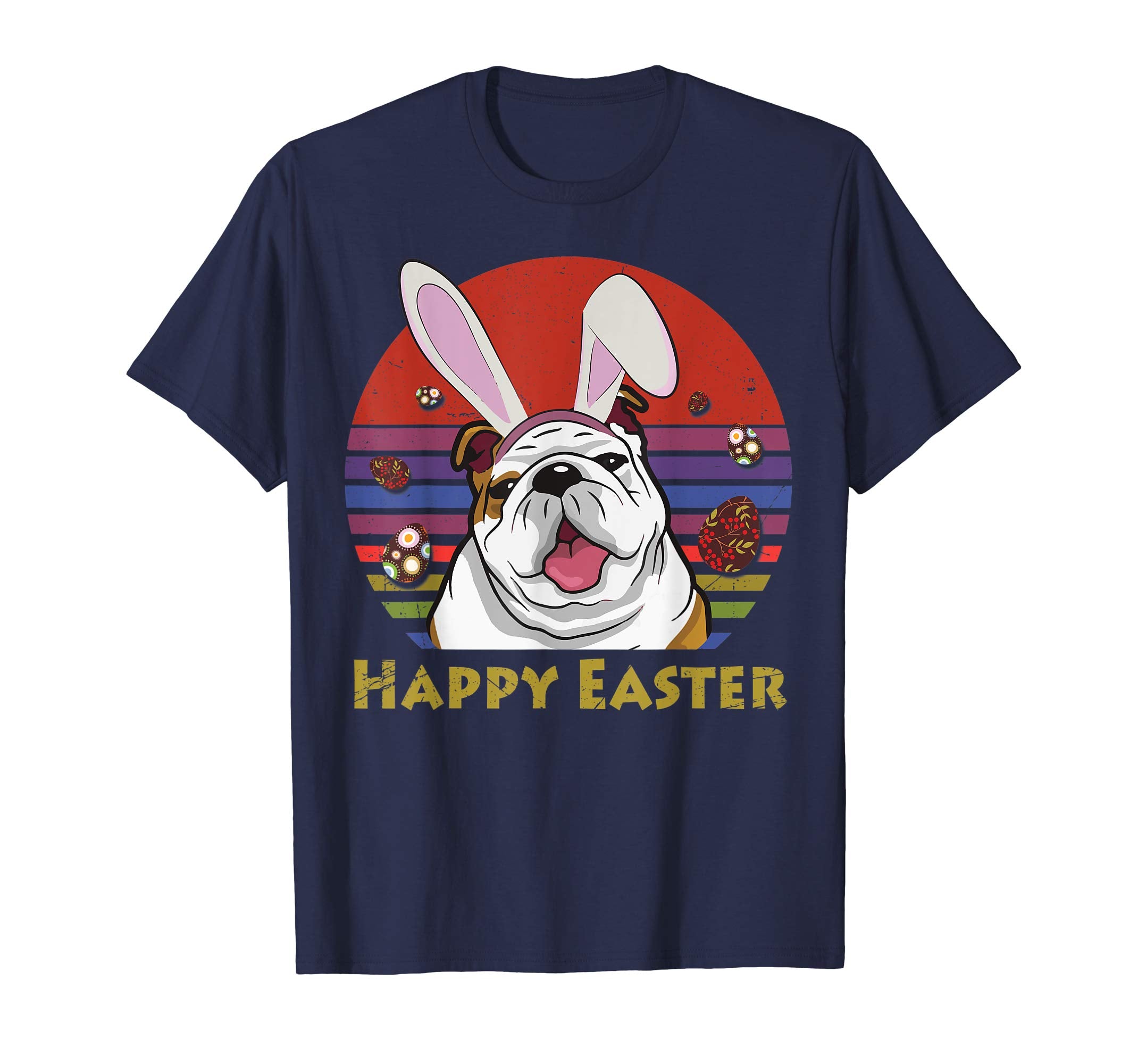Bulldog With Bunny Headband Happy Easter Tshirt Easter Gifts