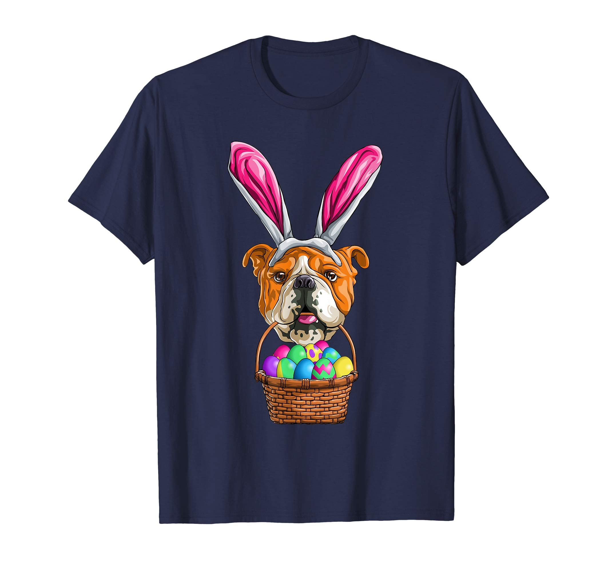 Easter Bulldog T Shirt Men Women Kids Bunny Basket Eggs Gift