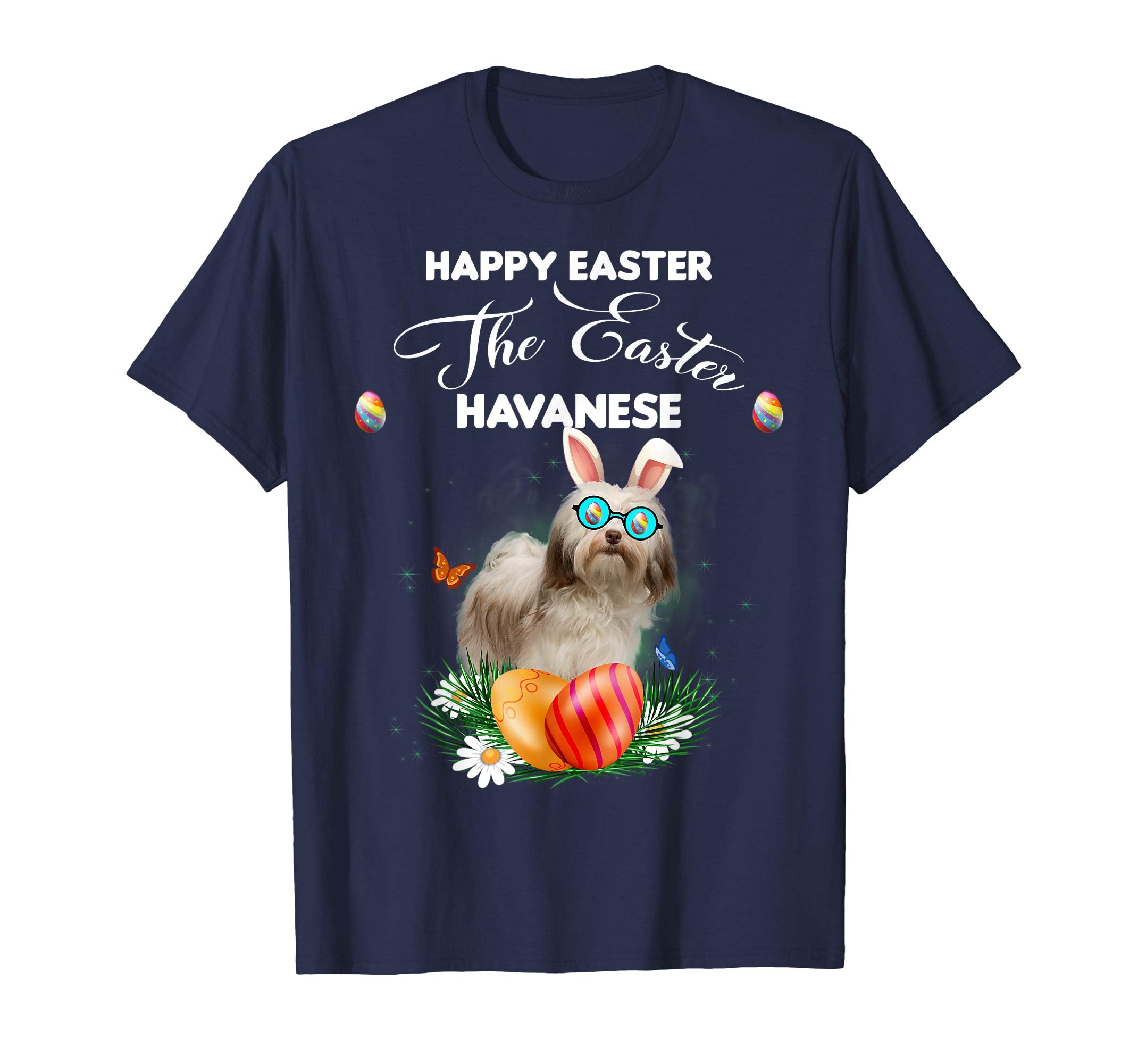 Havanese' Dog Sunglass Bunny Happy Easter Day Tshirt