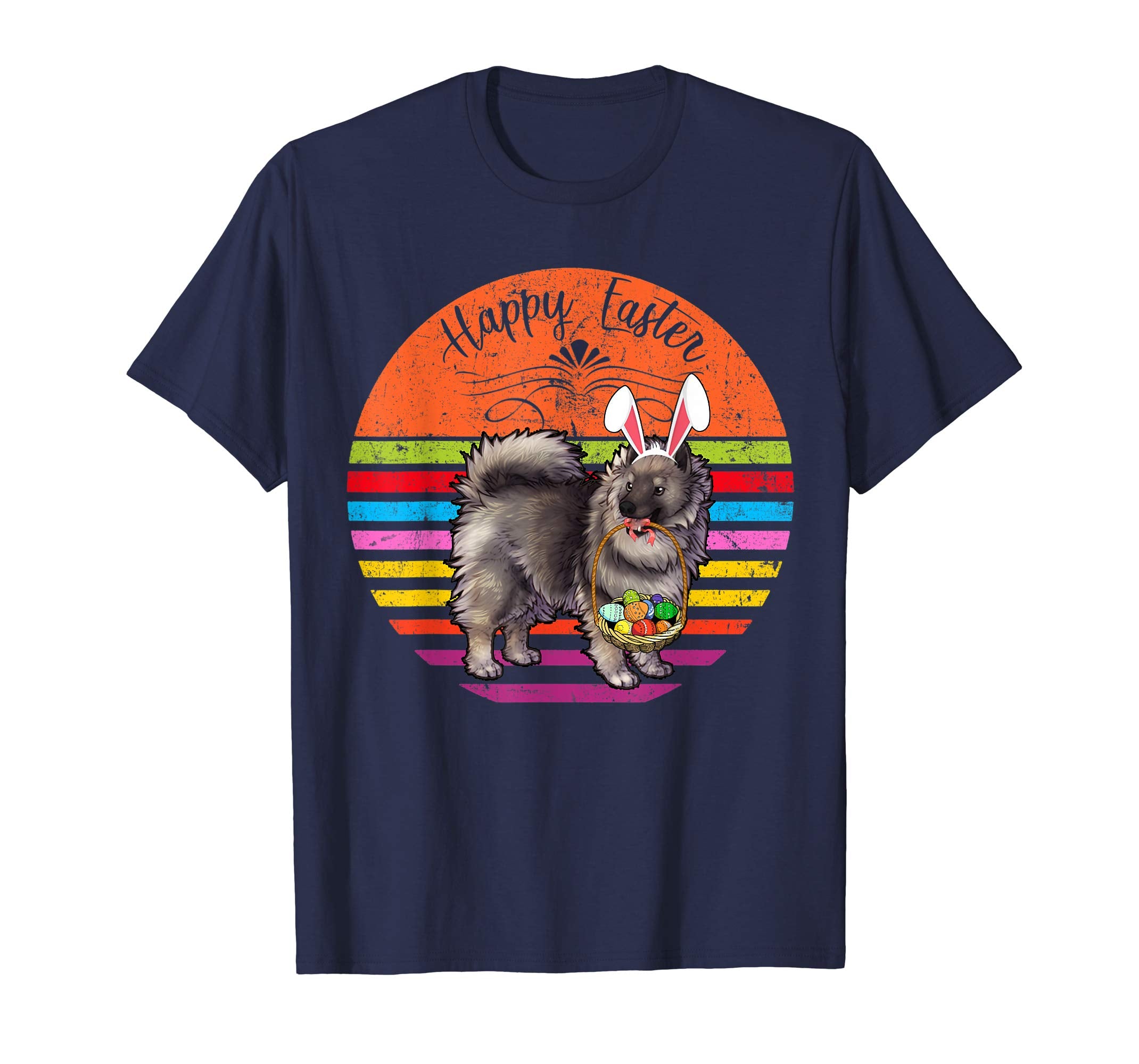 Vintage Keeshond Dog Easter Eggs Basket T Shirt