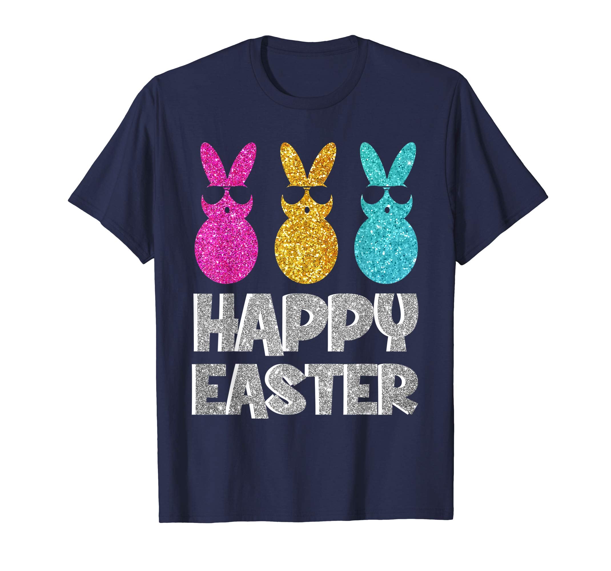 Colorful Three Bunnies with Sunglasses Happy Easter T-shirt
