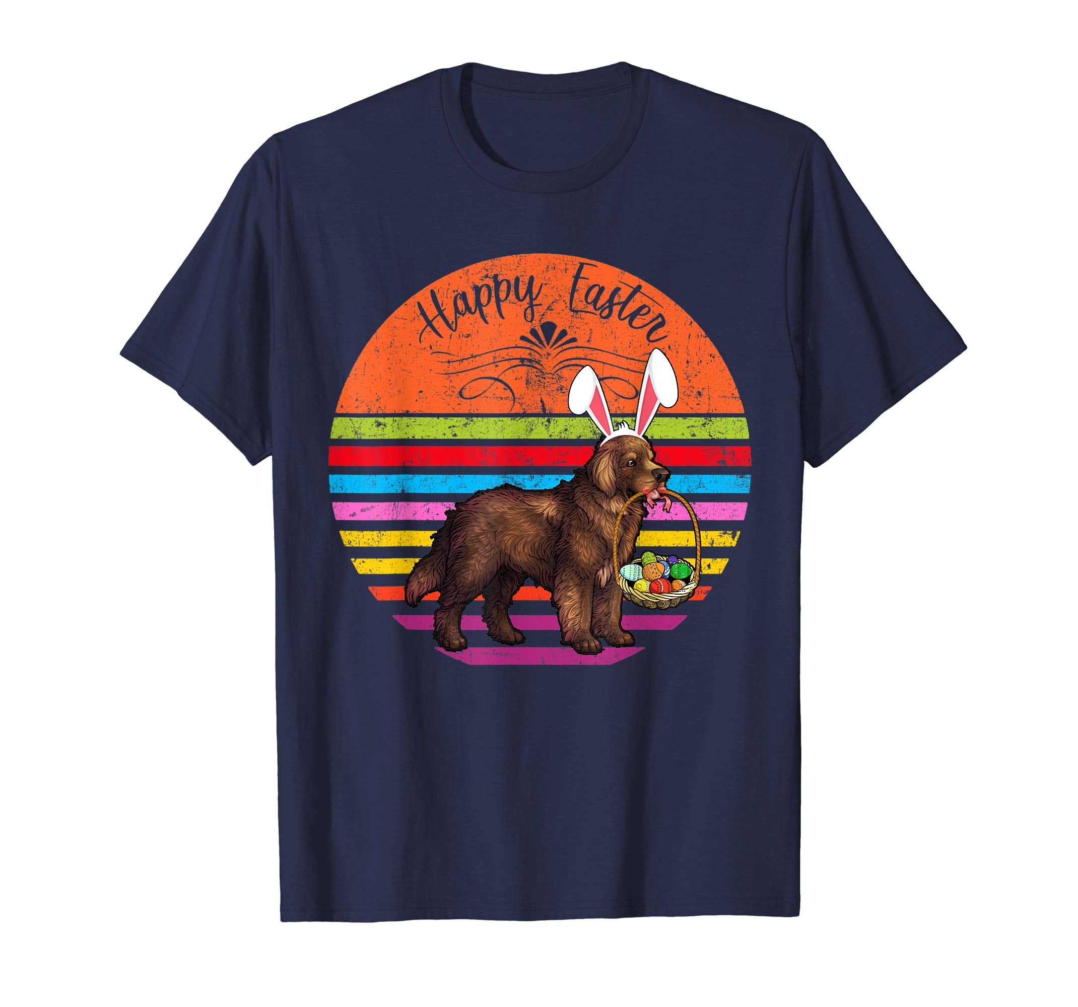 Vintage Newfoundland Dog Easter Eggs Basket T Shirt
