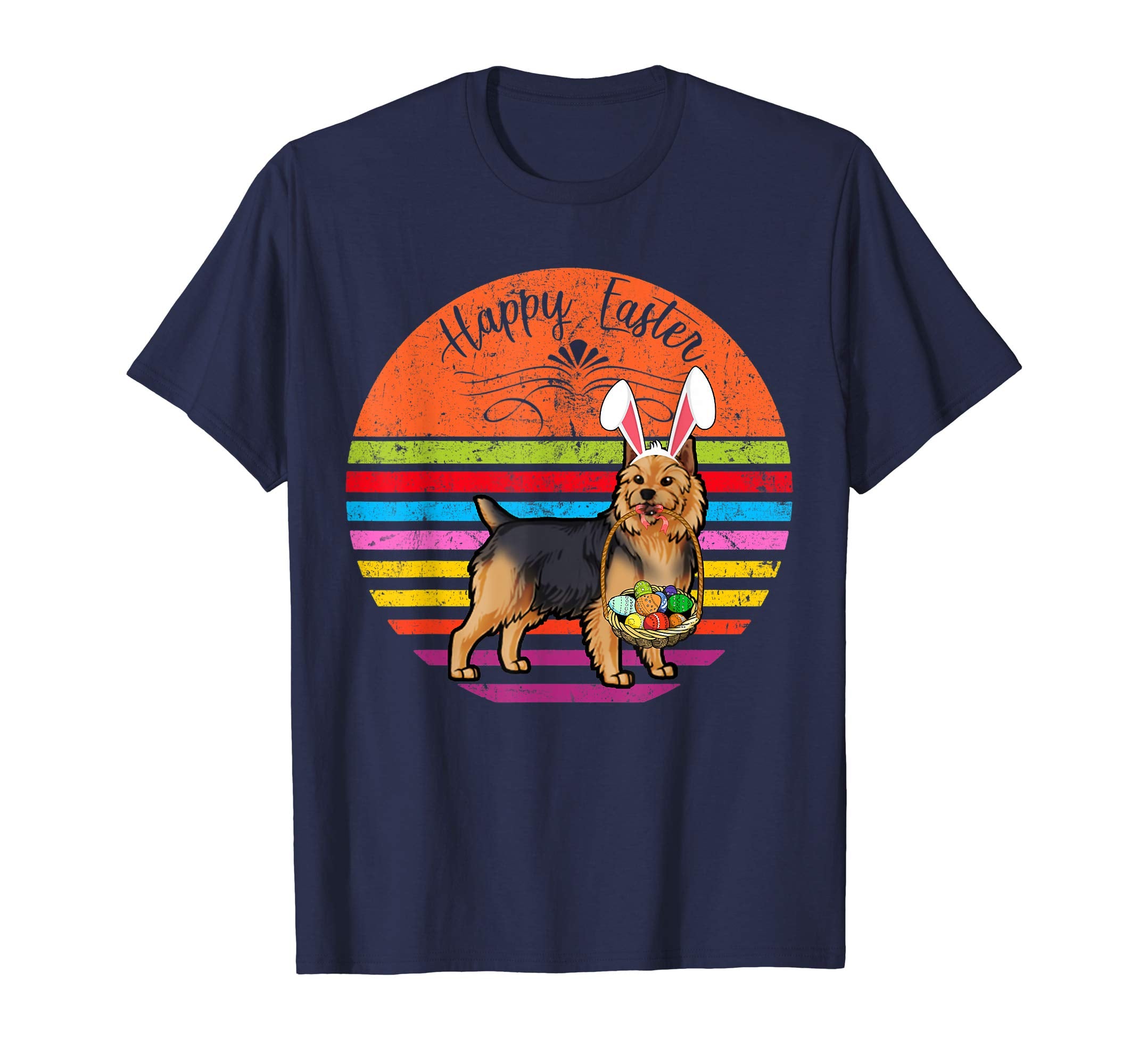 Cute Australian Terrier Dog With Bunny Hat Easter Eggs Shirt