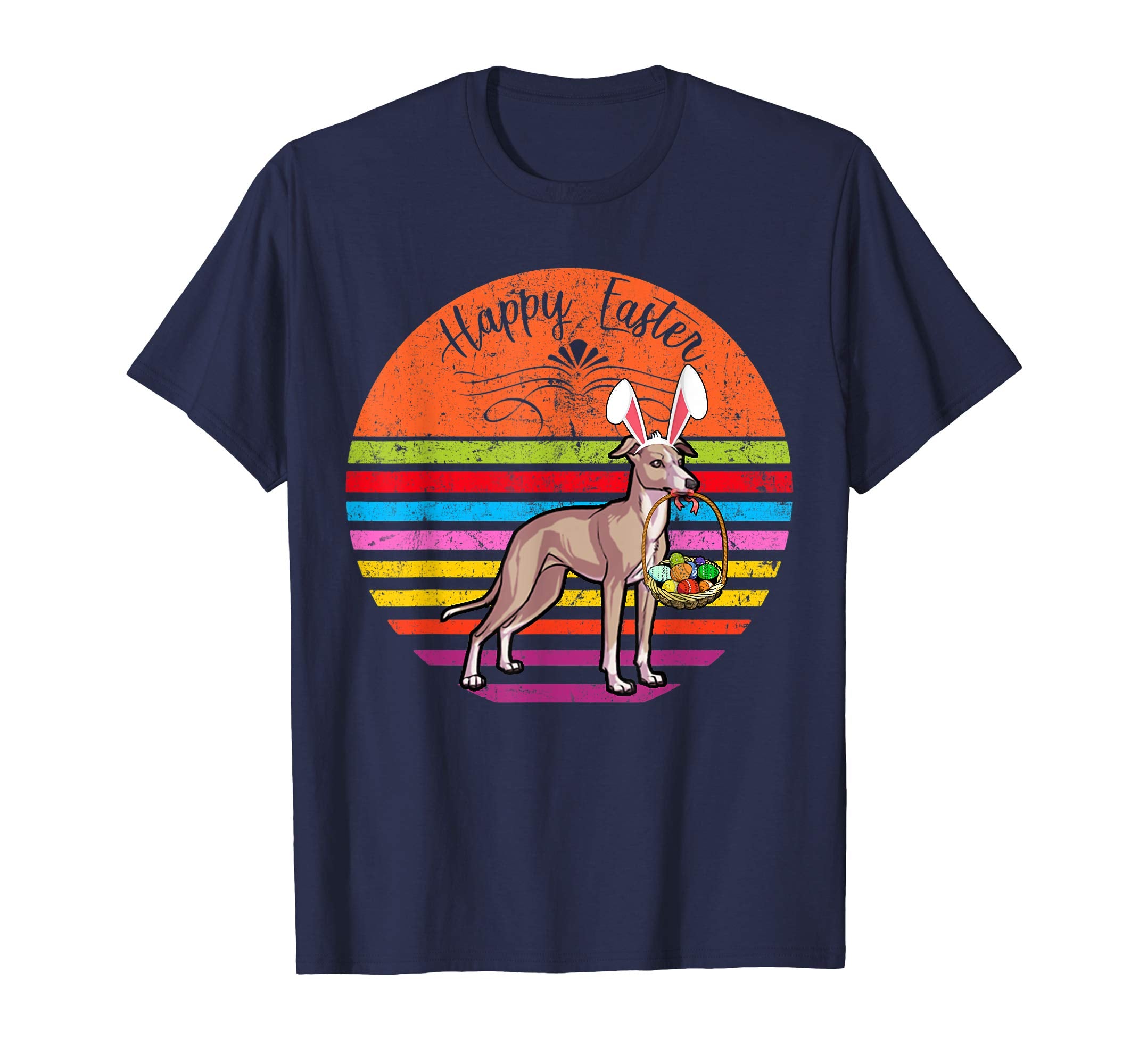 Cute Italian Greyhound Dog With Bunny Hat Easter Eggs Shirt