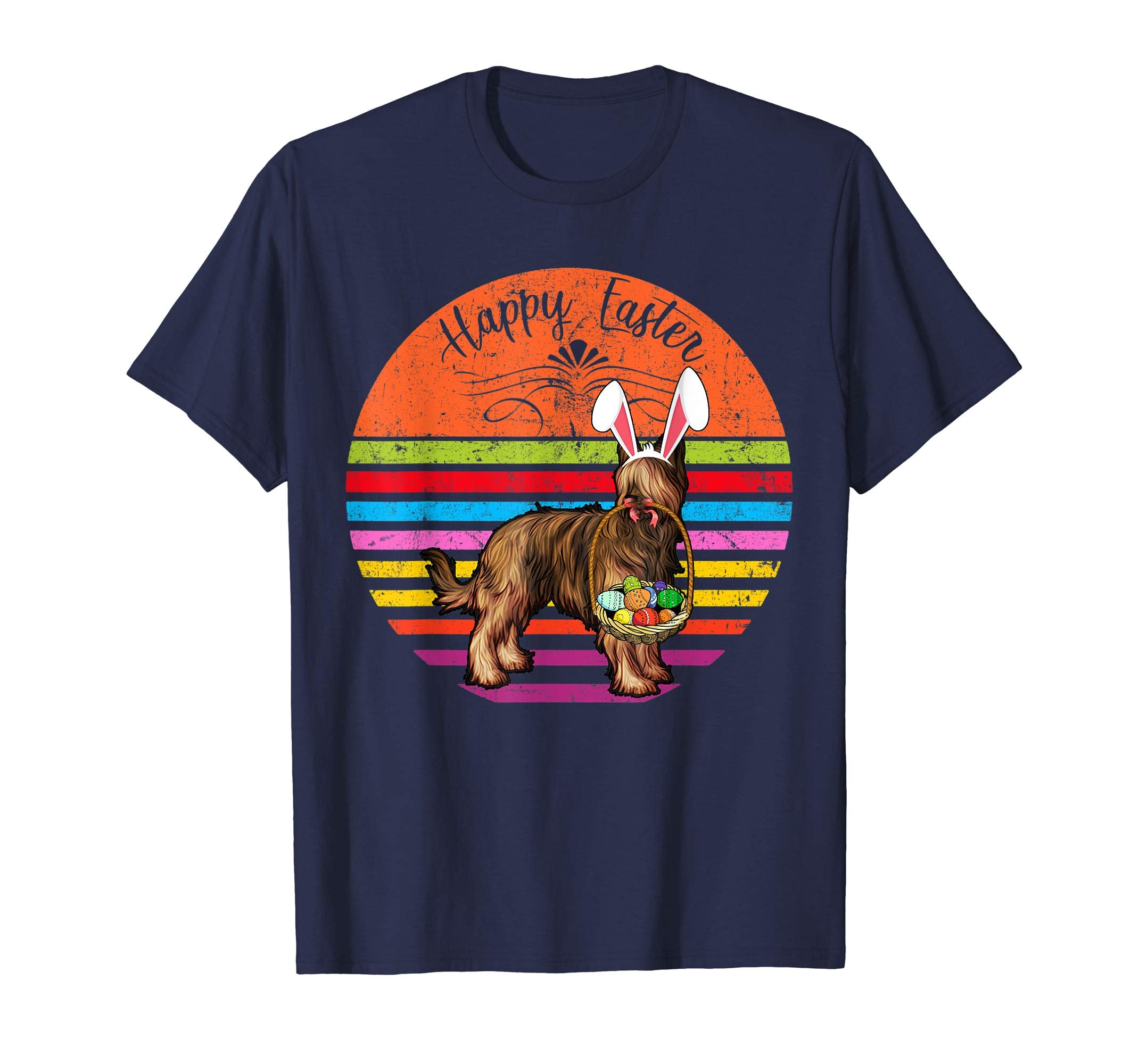 Vintage Briard Dog Easter Eggs Basket T Shirt