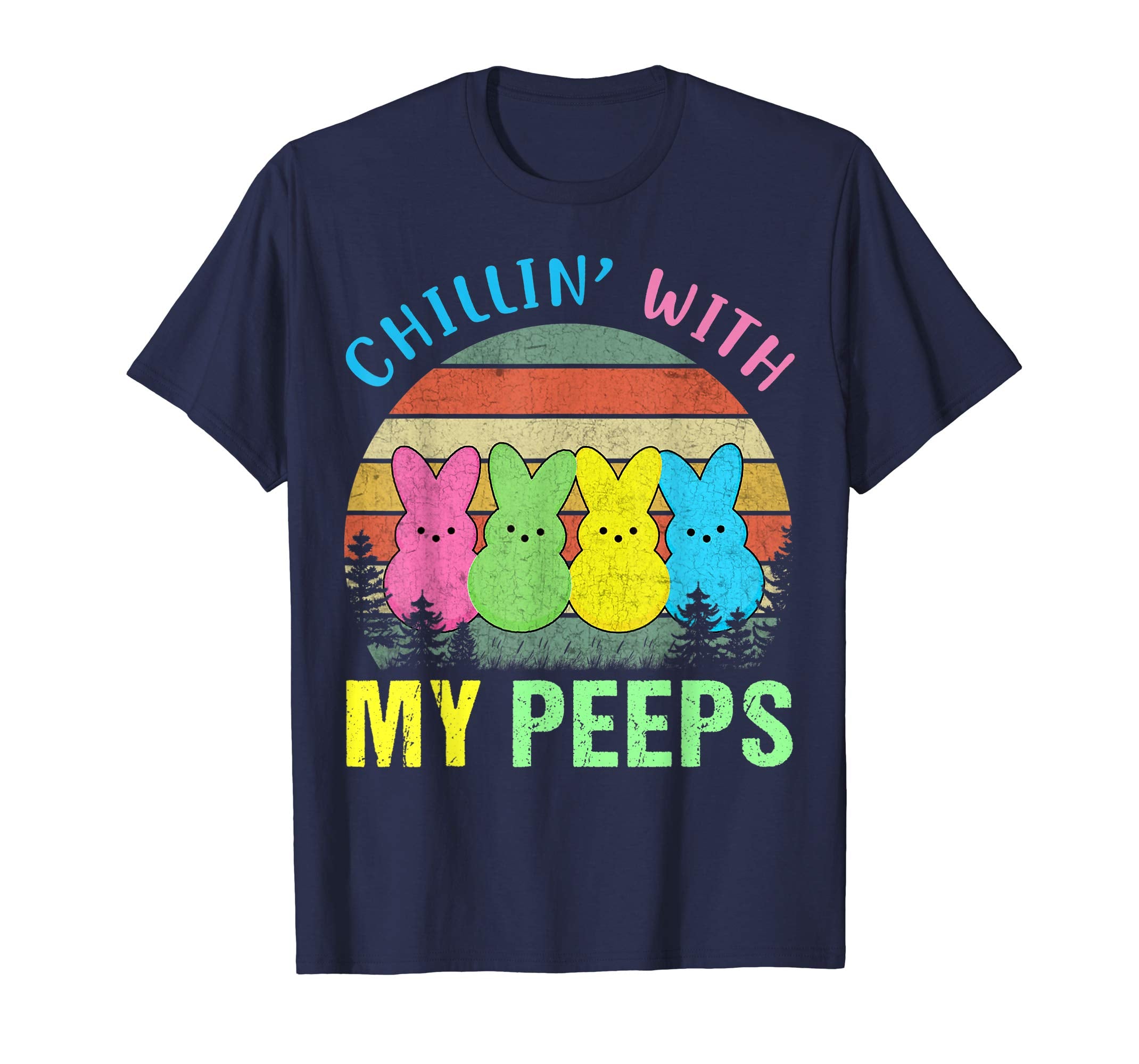 Chillin' With My Peeps Easter Bunny Vintage T-Shirt