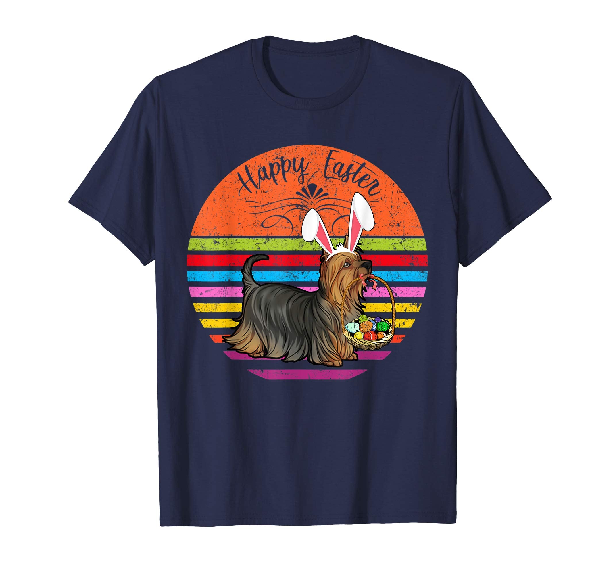 Cute Silky Terrier Dog With Bunny Hat Easter Eggs T Shirt