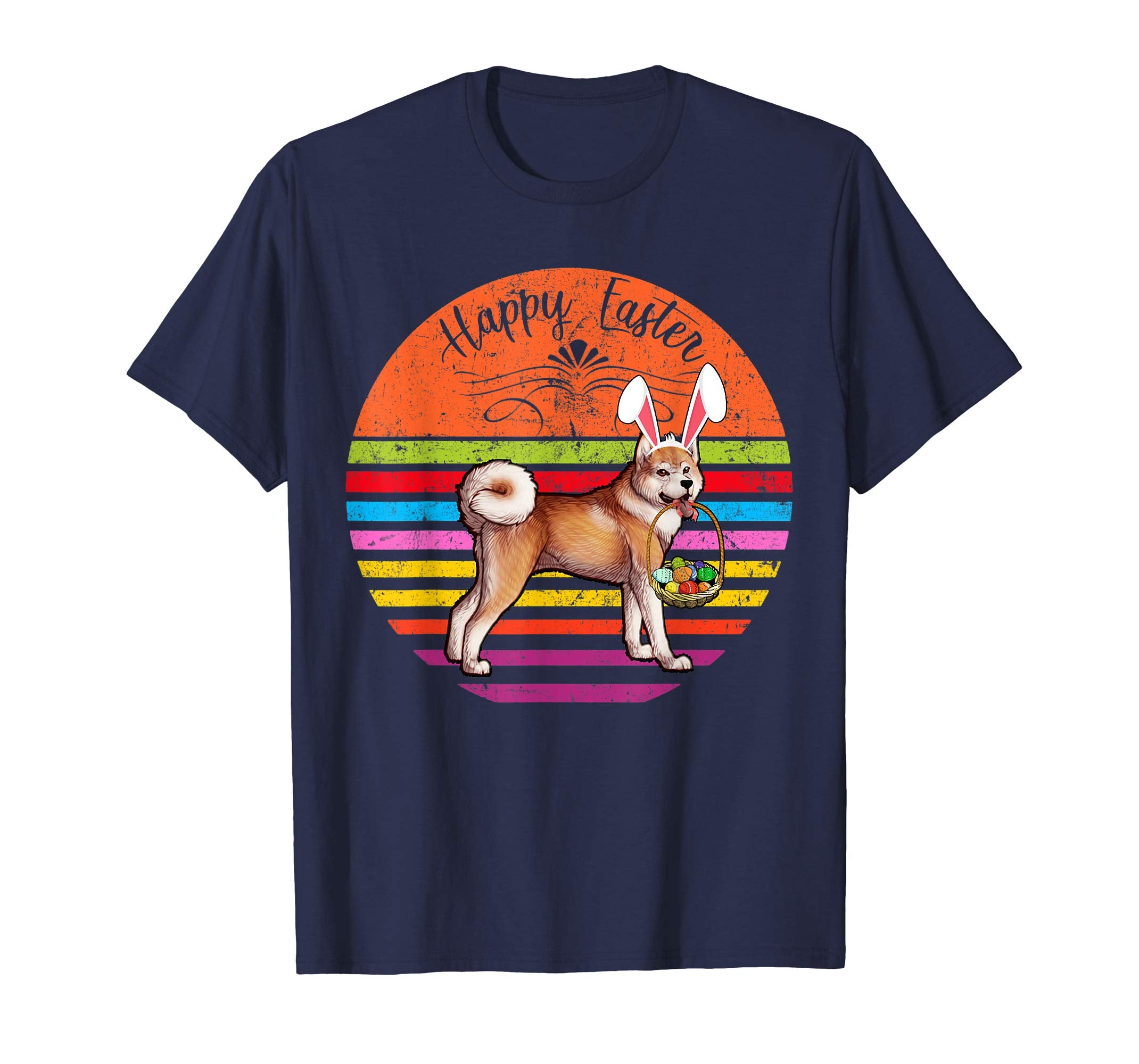 Vintage Akita Dog Easter Eggs Basket T Shirt