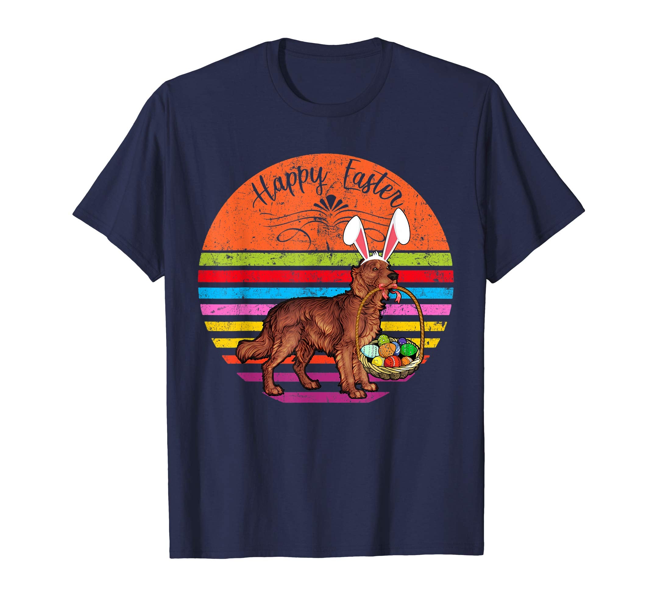 Vintage Irish Setter Dog Easter Eggs Basket T Shirt