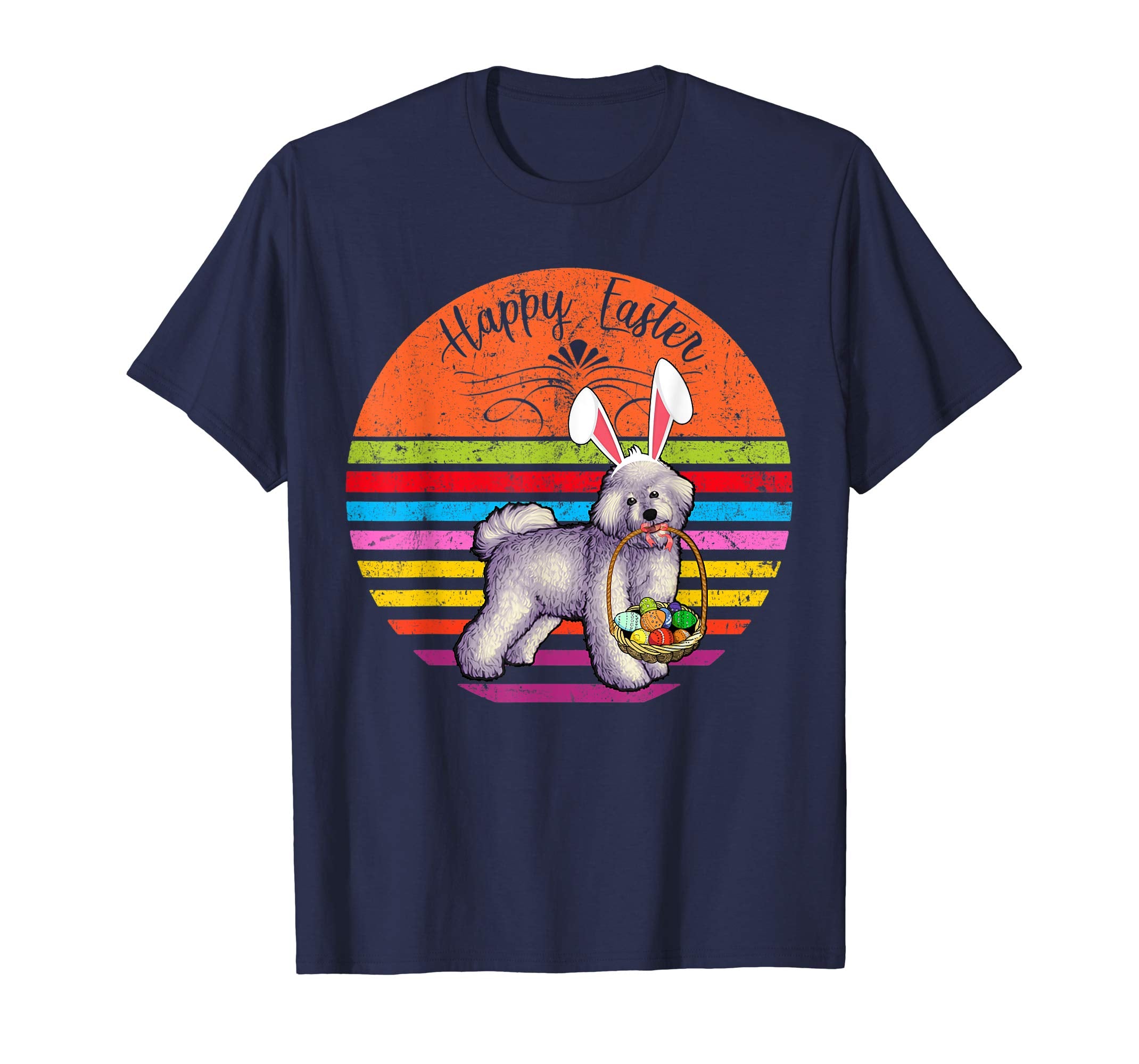 Vintage Bichon Frise Dog Easter Eggs Basket T Shirt