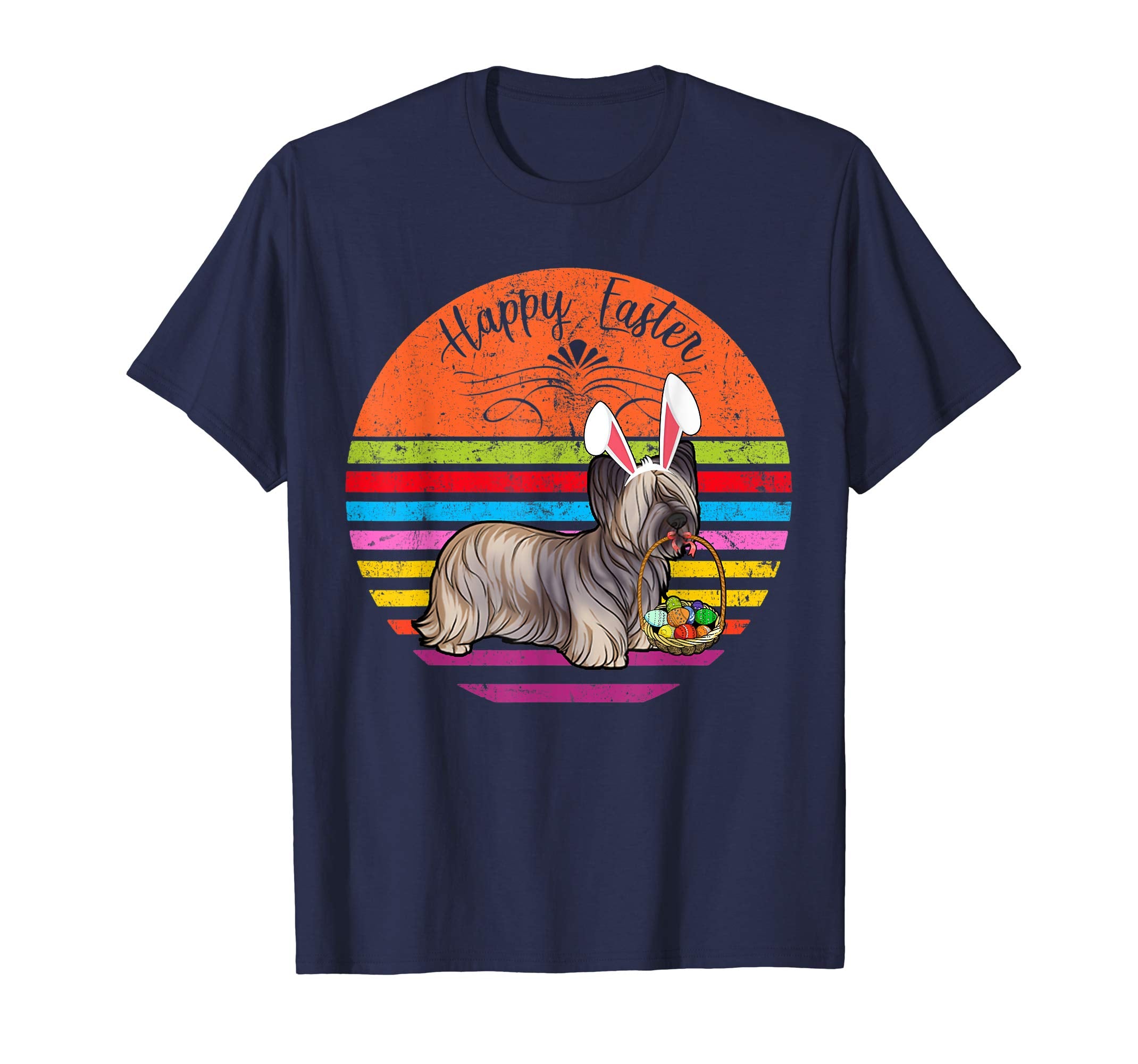 Cute Skye Terrier Dog With Bunny Hat Happy Easter Eggs Shirt