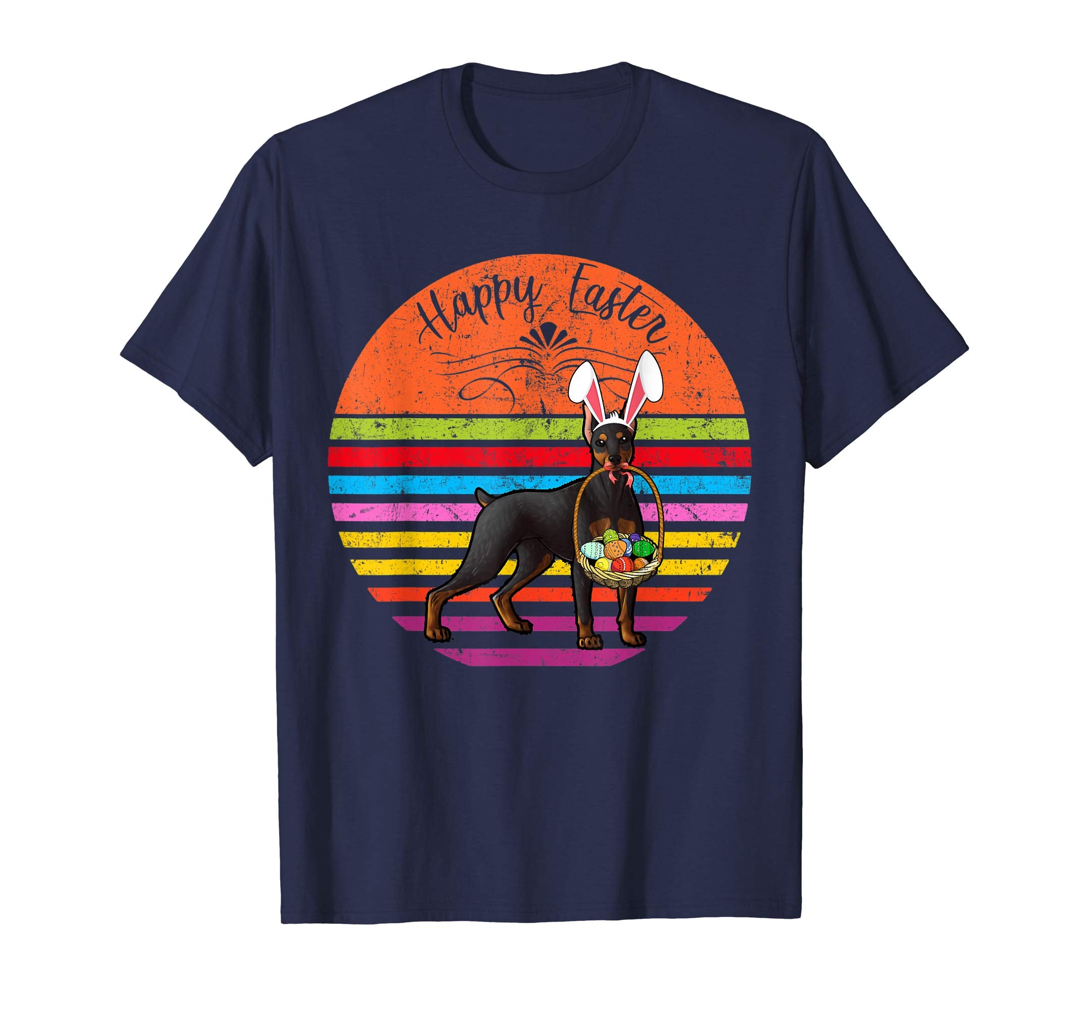 Vintage Doberman Pinscher Dog Easter Eggs Basket T Shirt