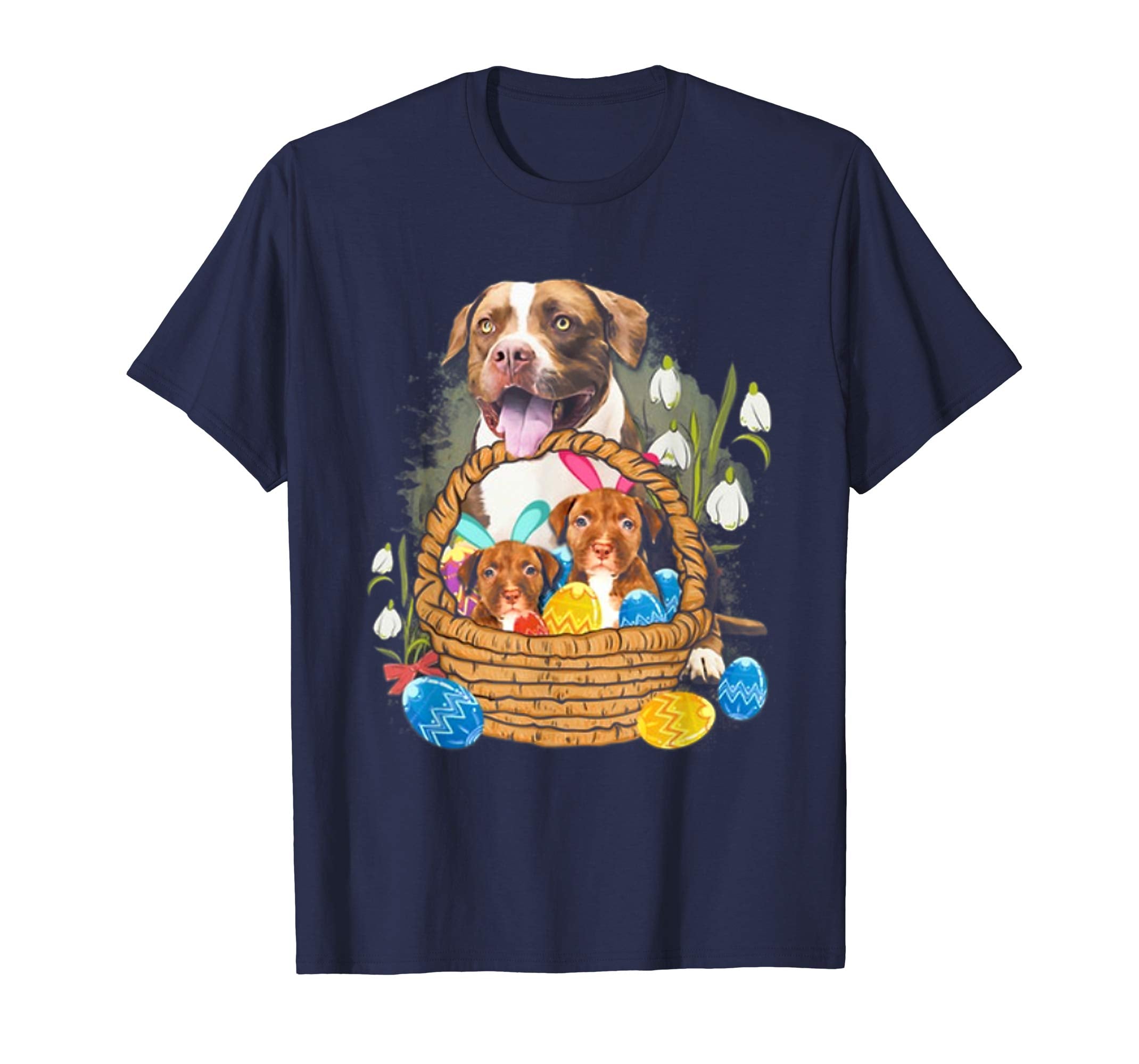 Pitbull Bunny Easter T-Shirt Pit bull eggs flower lover gift